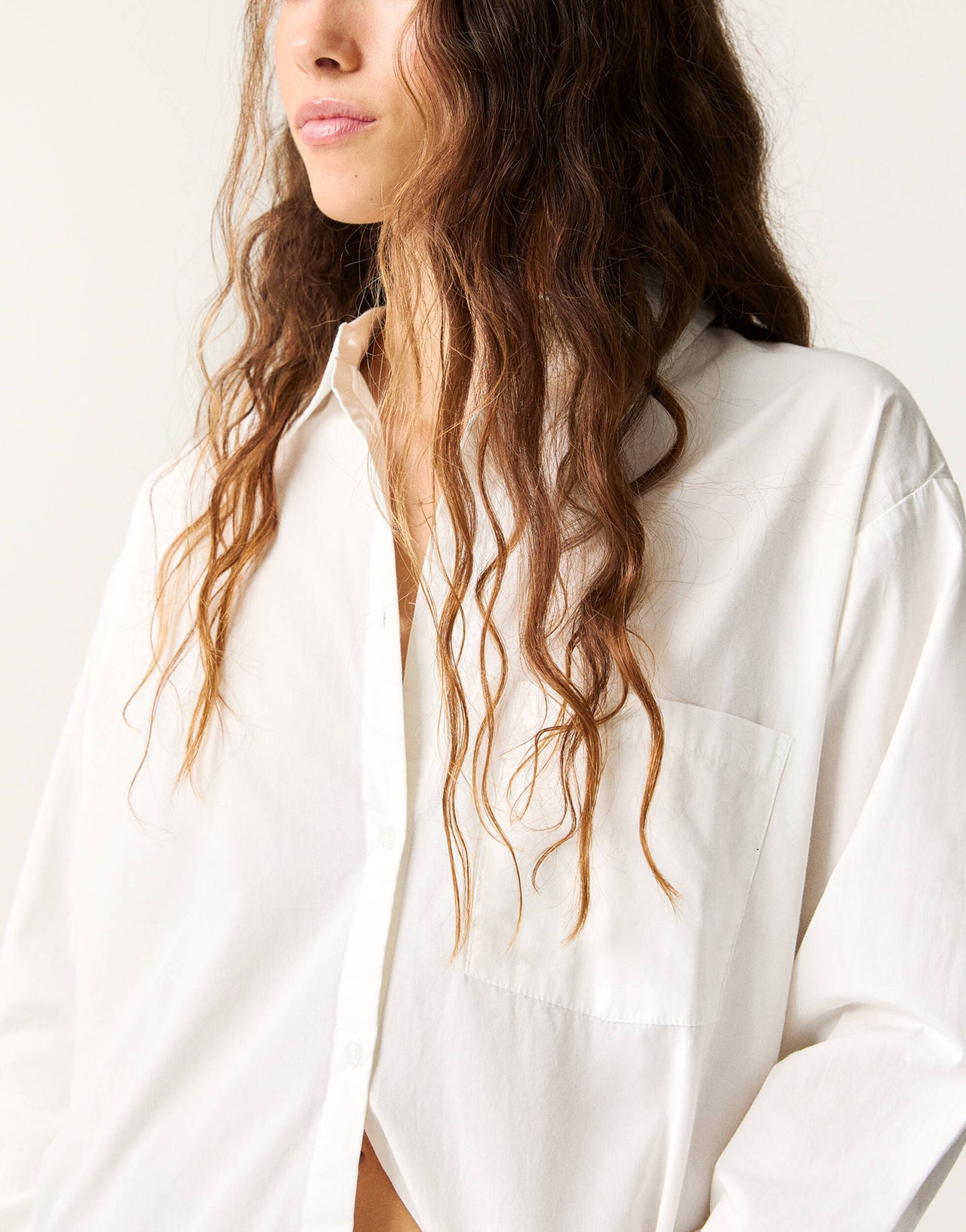 Pull&Bear oversized cotton shirt in white