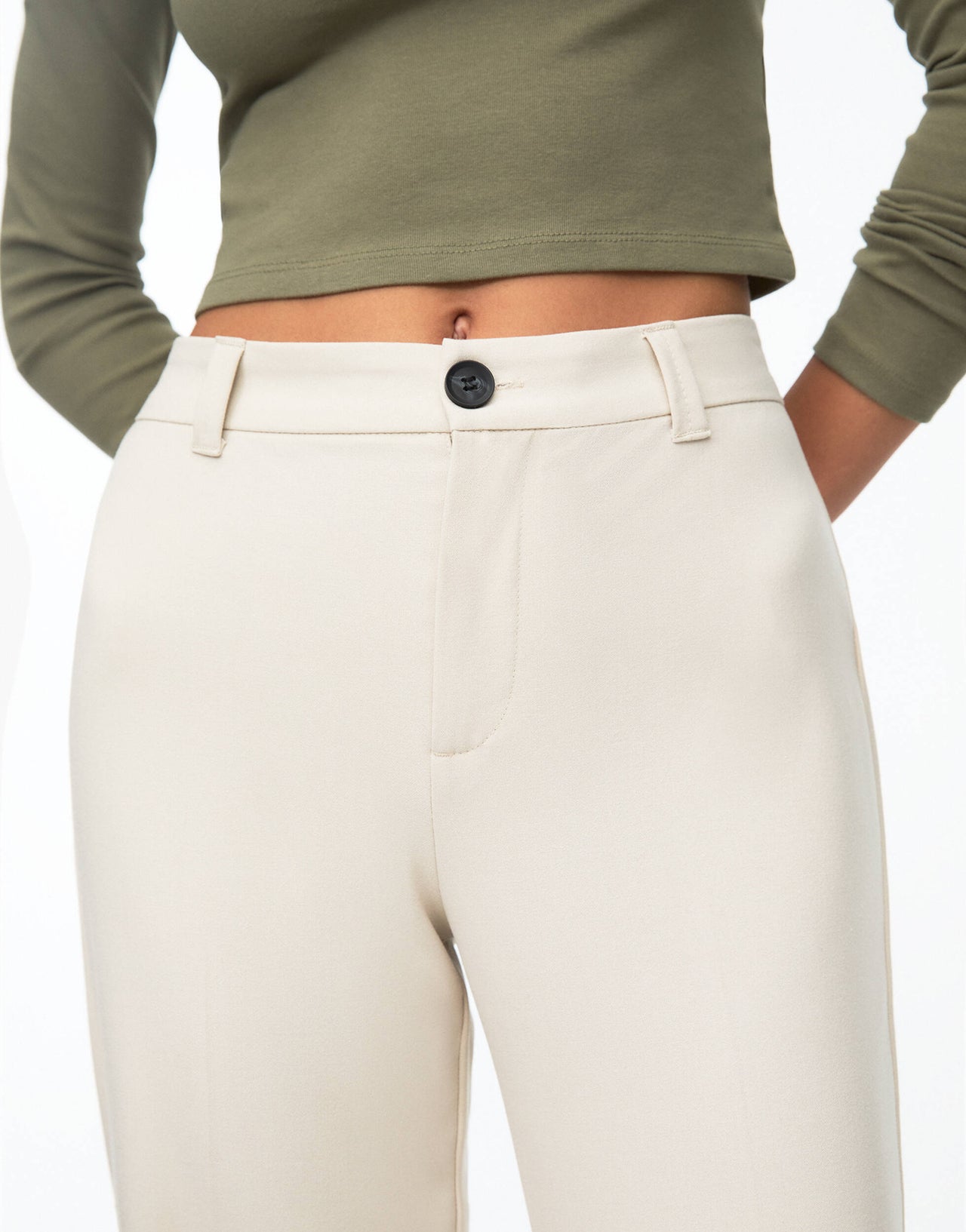 Pull&Bear straight leg tailored trouser in ecru