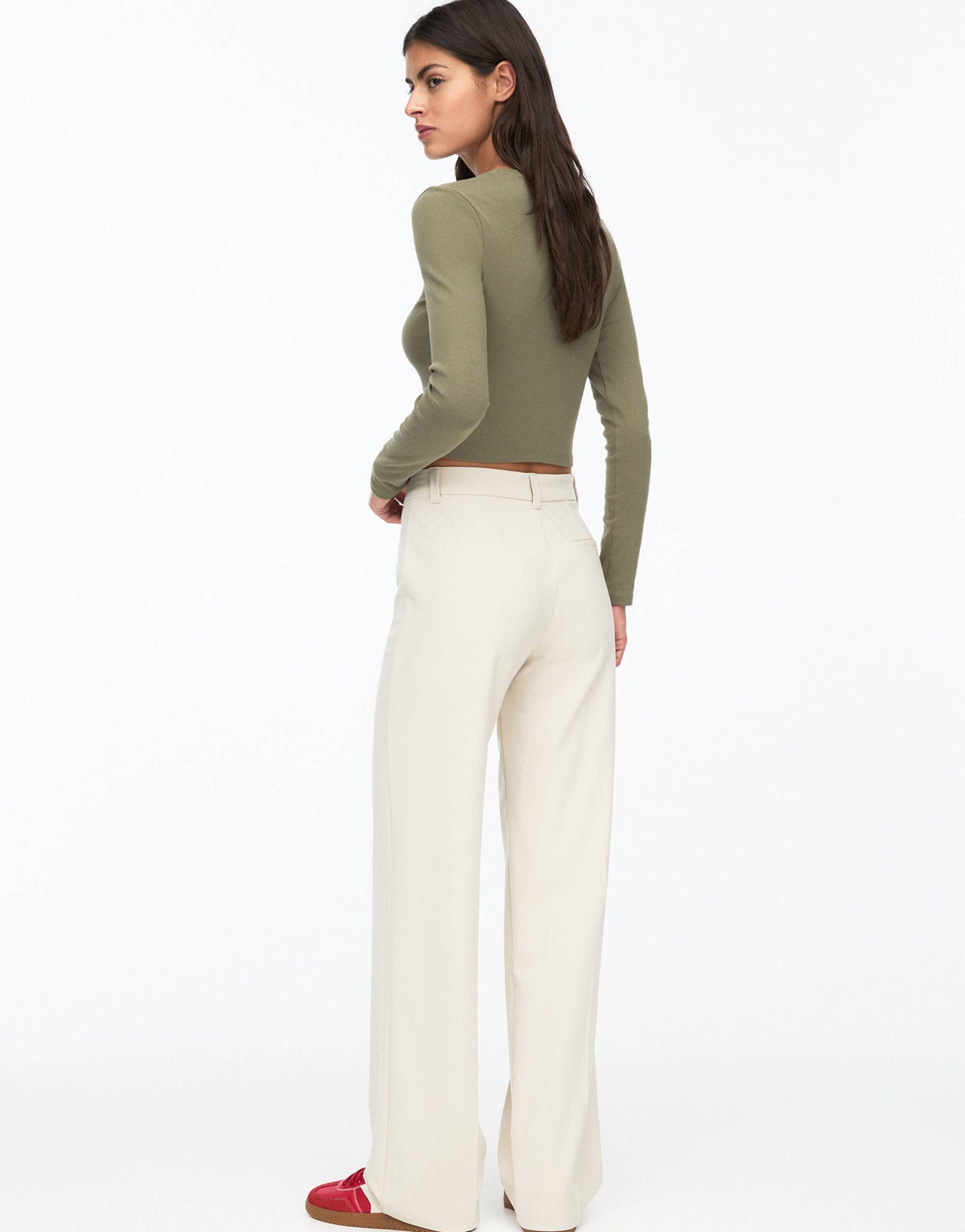 Pull&Bear straight leg tailored trouser in ecru