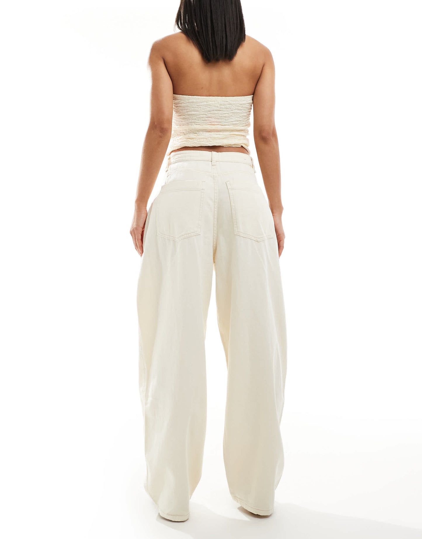 Bershka balloon leg jeans in butter
