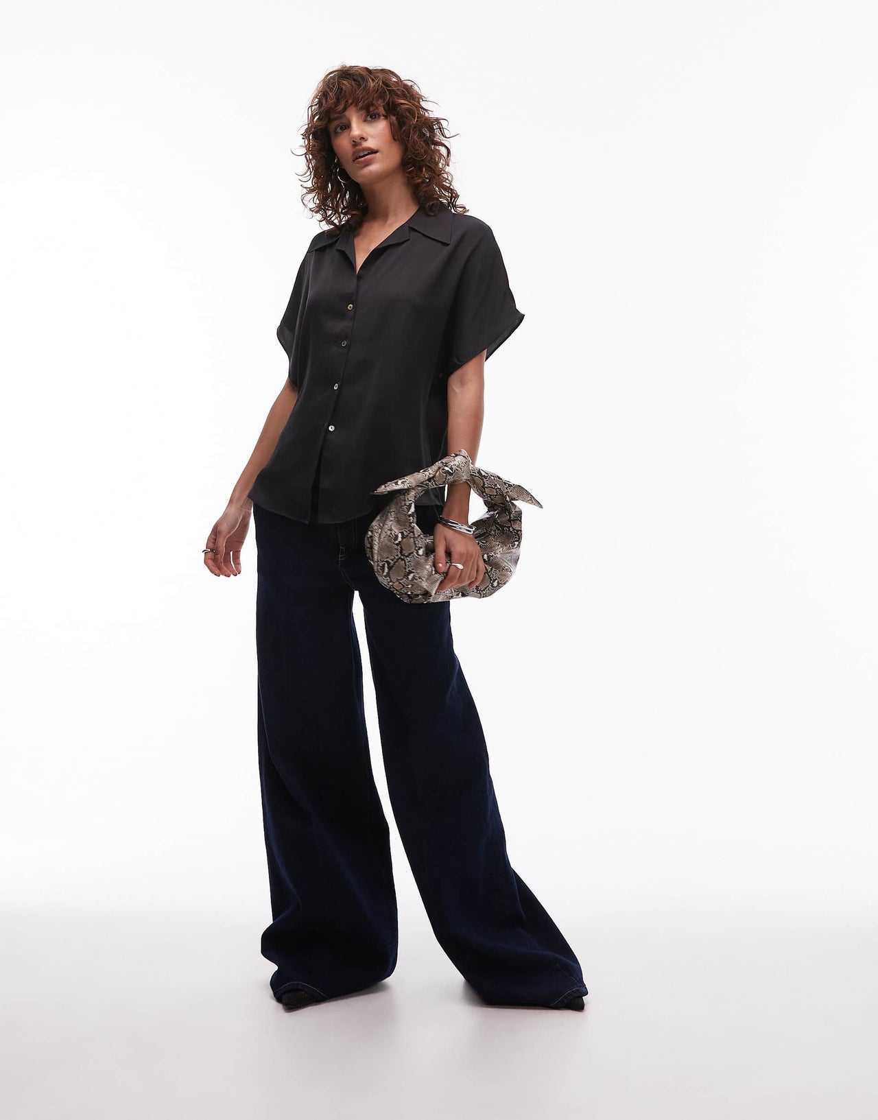 Mango sleeveless satin shirt in black