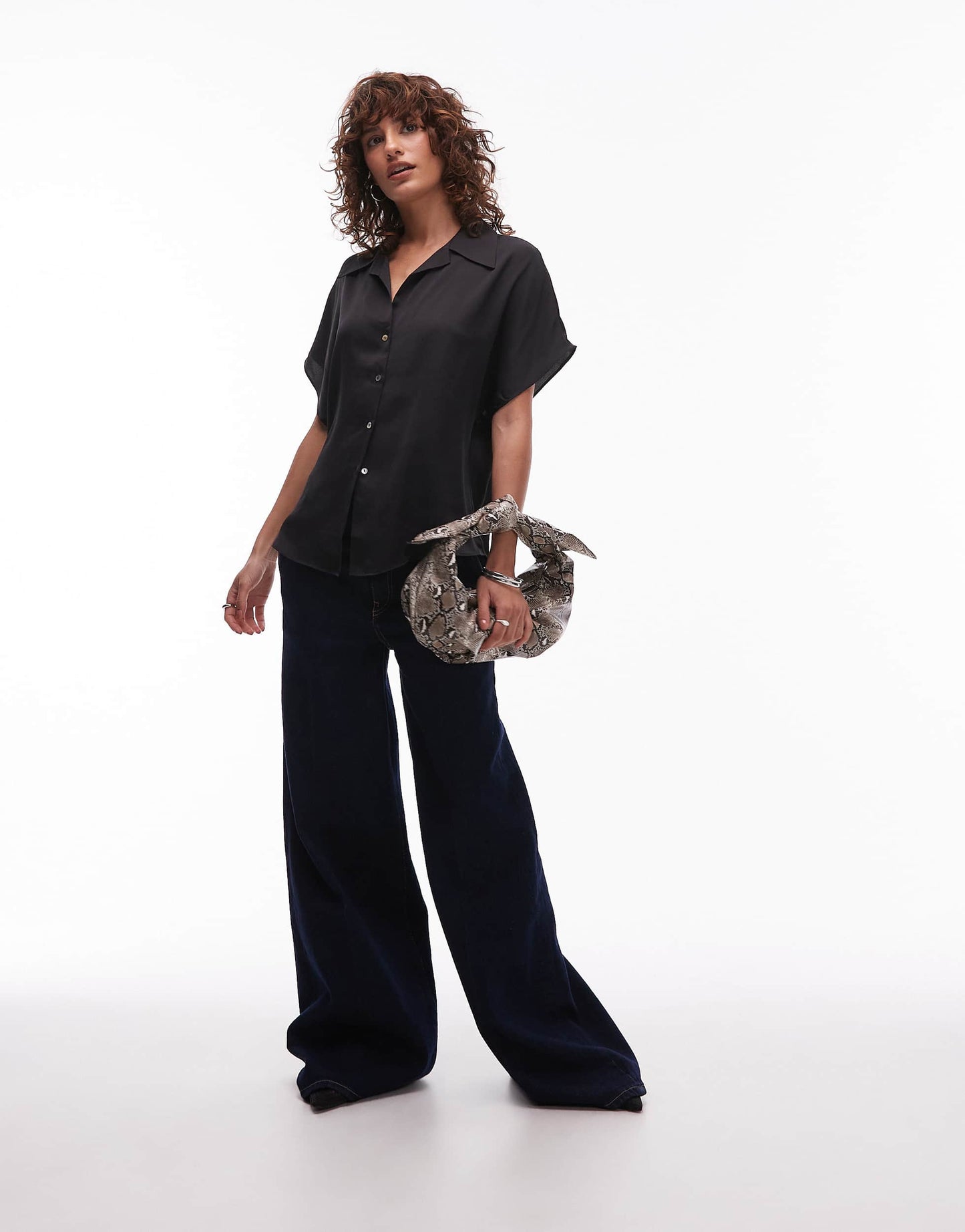 Mango sleeveless satin shirt in black