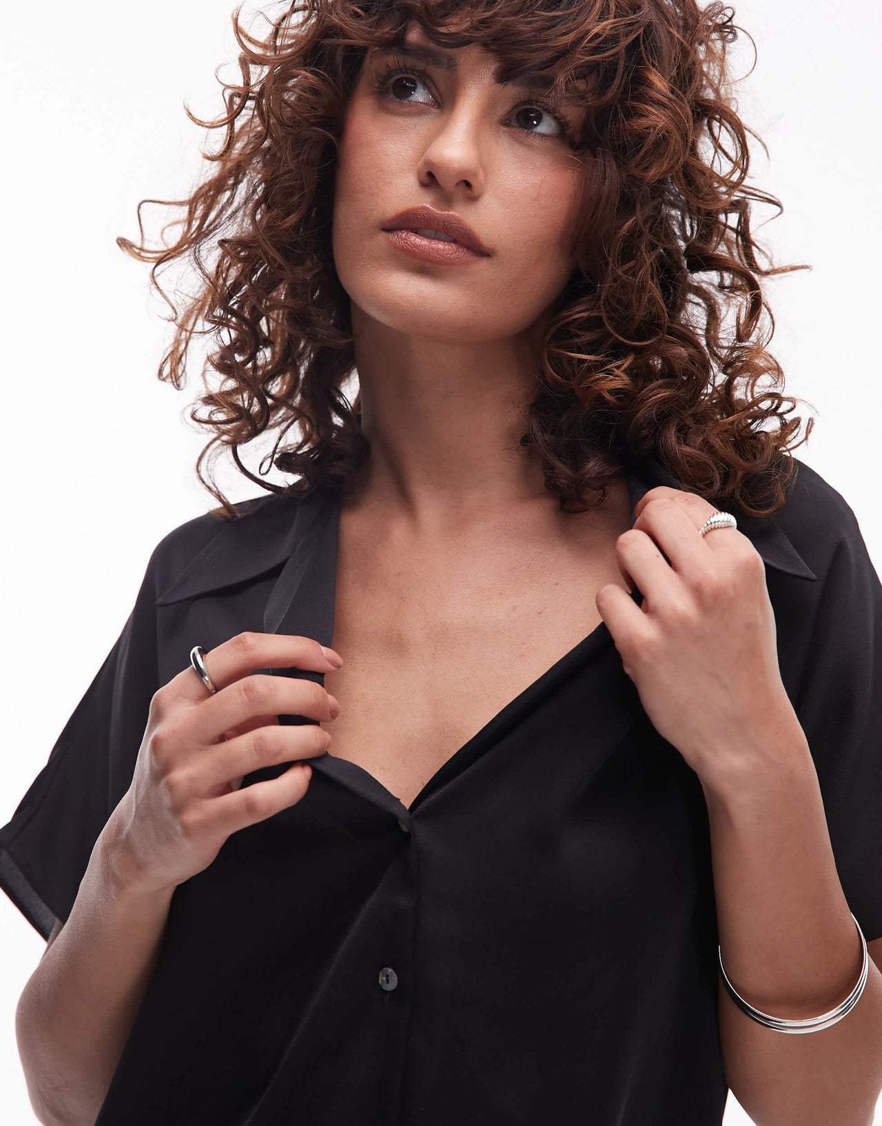 Mango sleeveless satin shirt in black