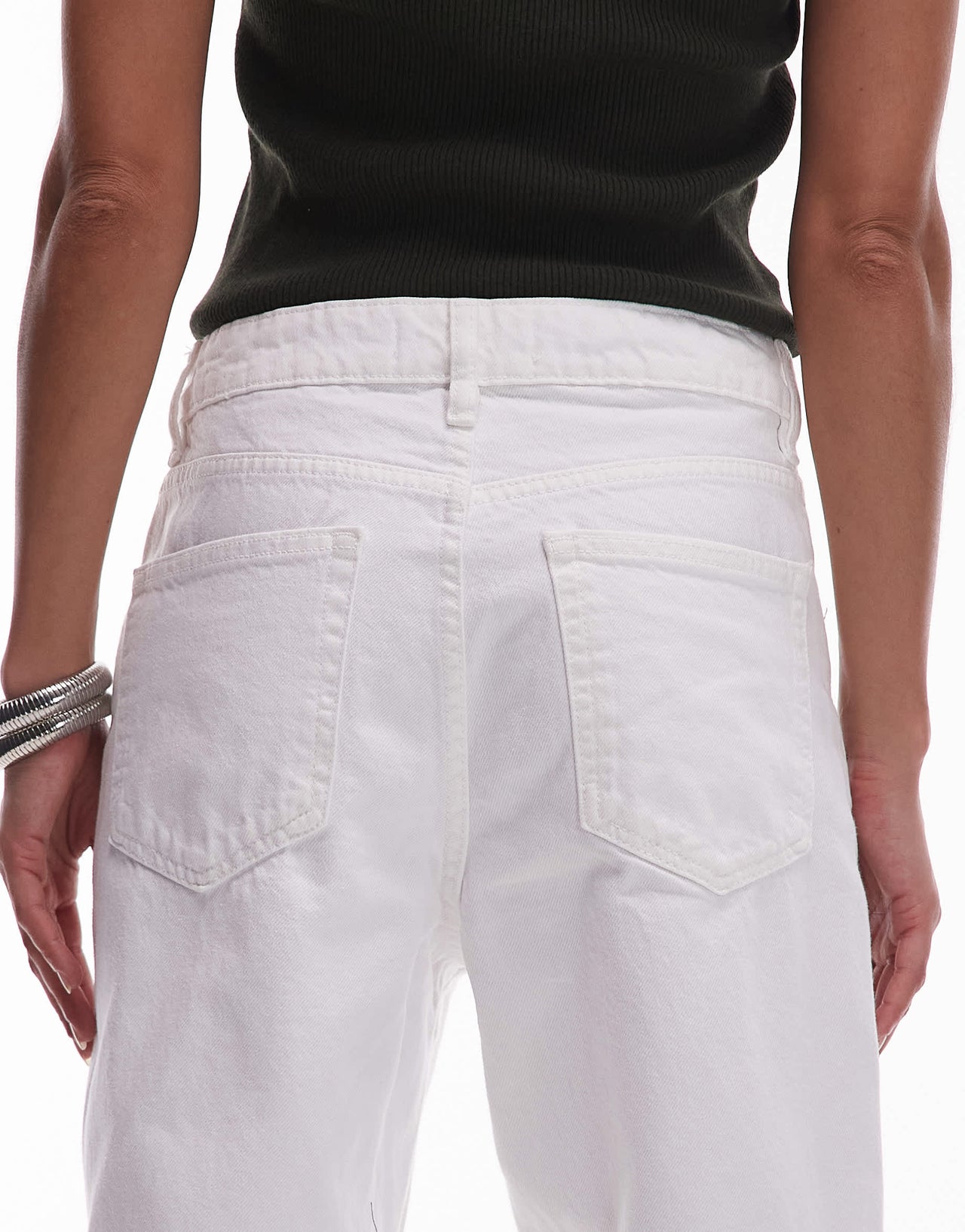 Mango Danila raw hem straight leg jeans in white