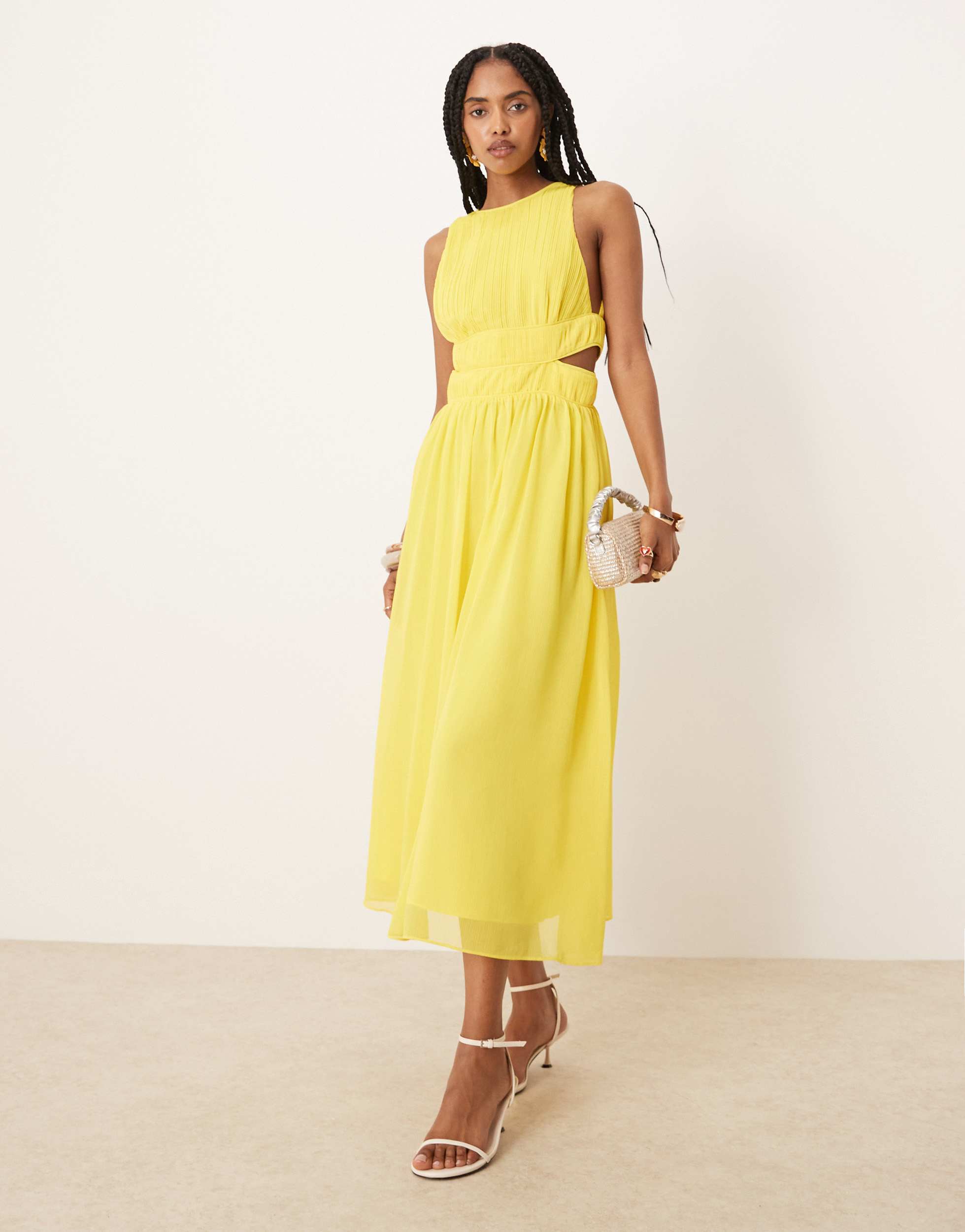 Never Fully Dressed cut-out midaxi dress in yellow