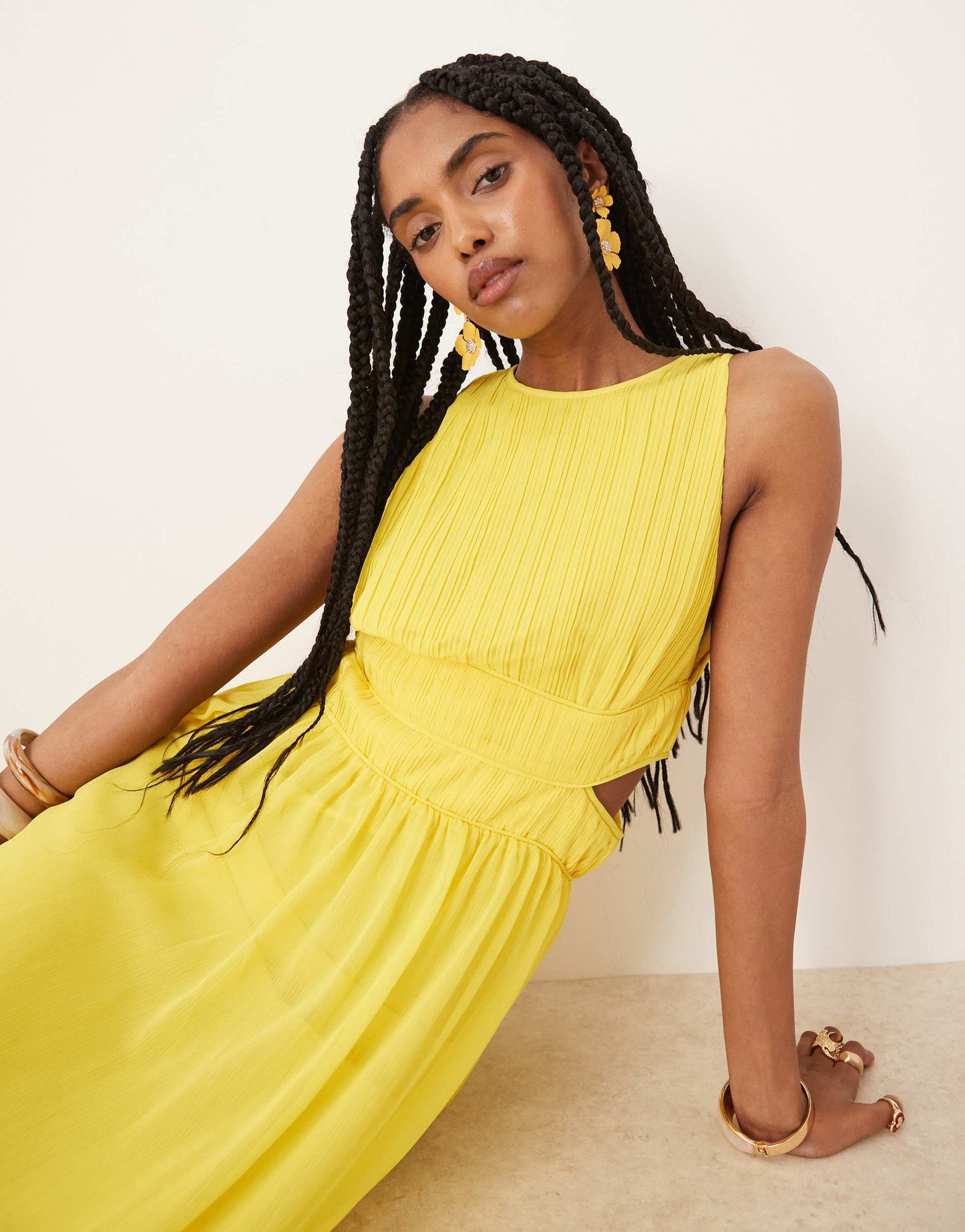 Never Fully Dressed cut-out midaxi dress in yellow