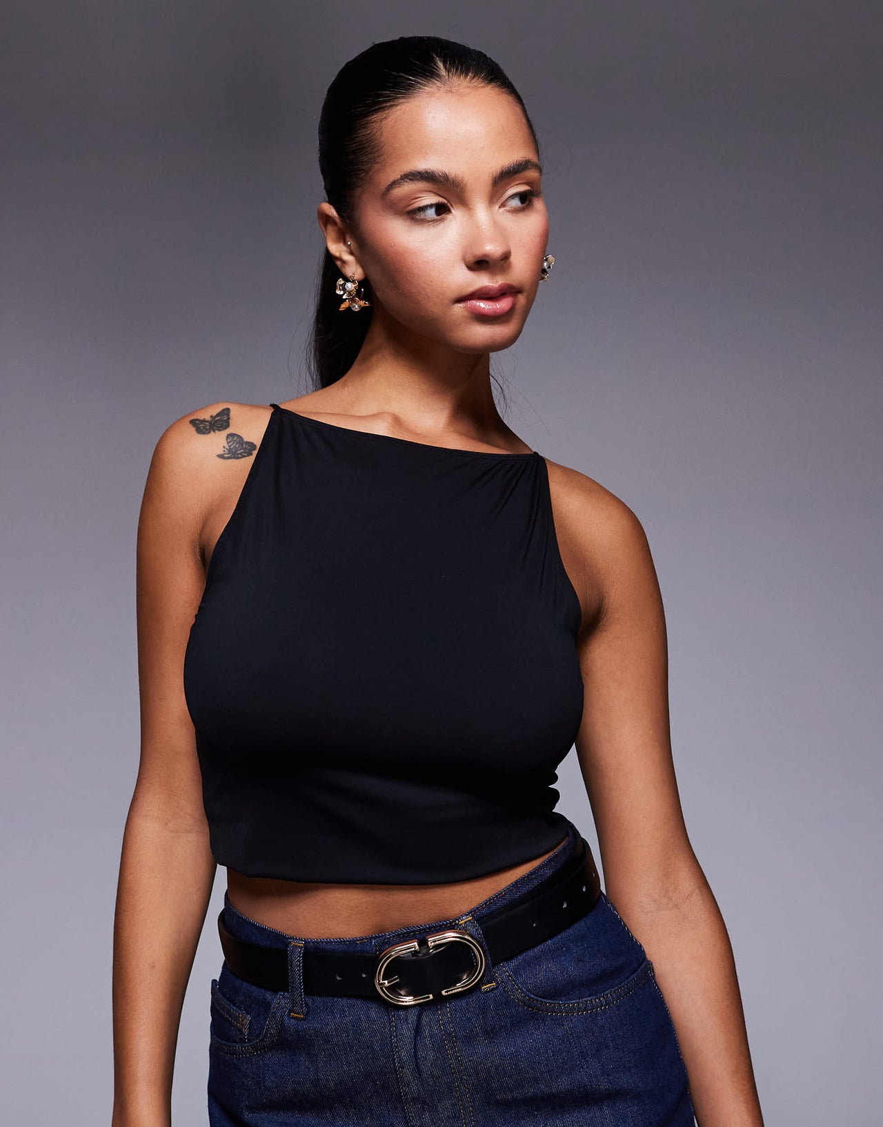Good American weightless sleeveless tank in black