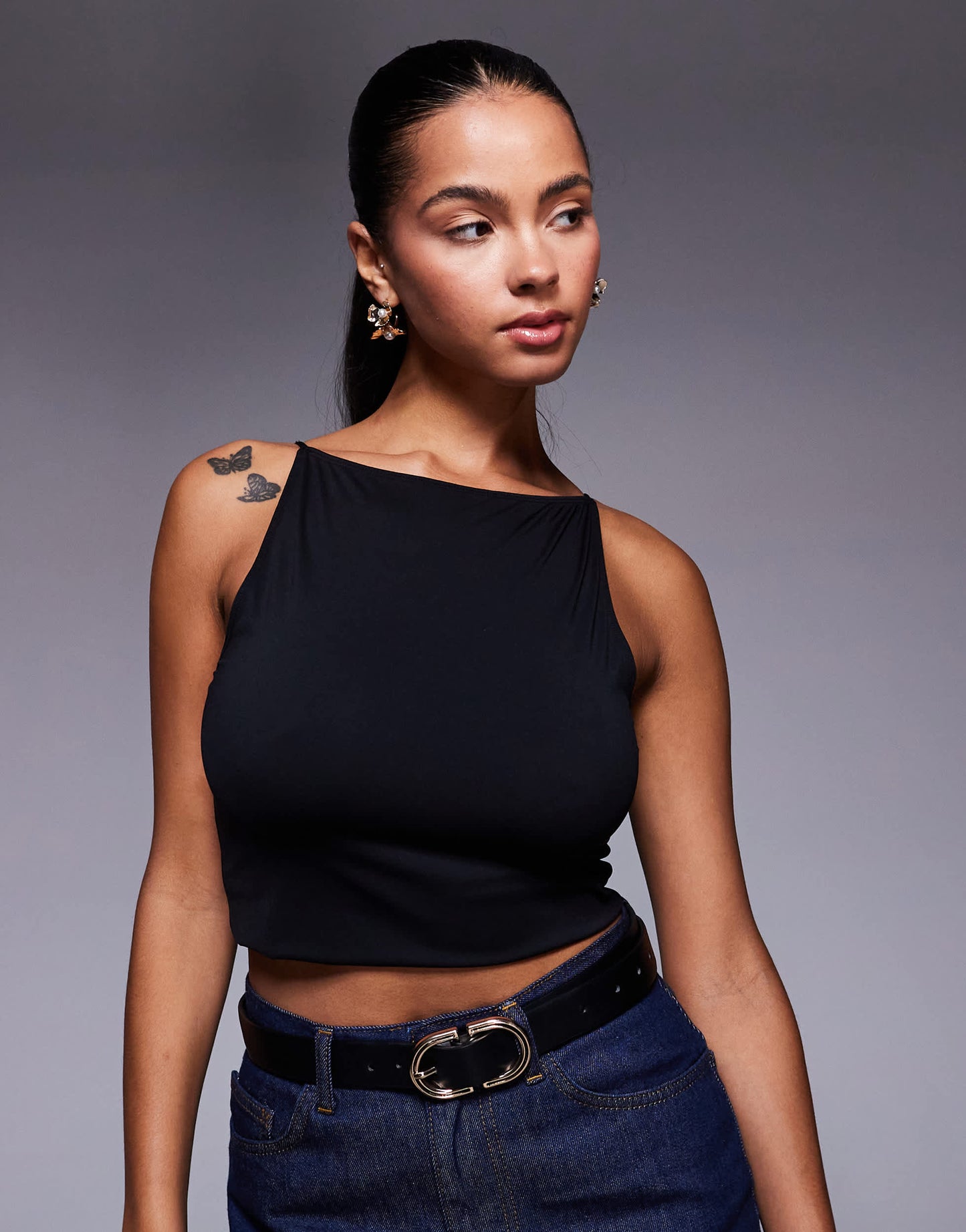 Good American weightless sleeveless tank in black