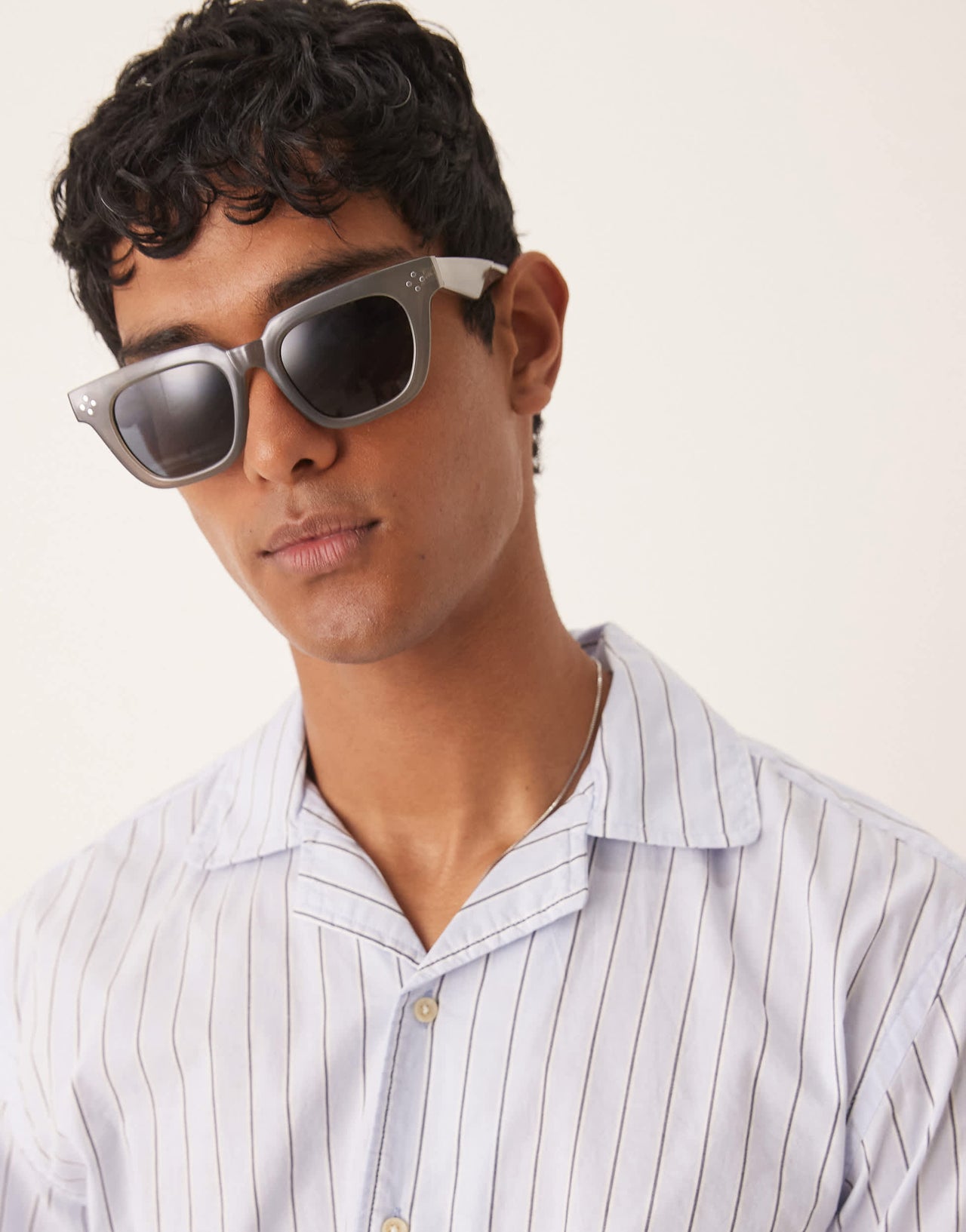 ASOS DESIGN premium chunky square sunglasses in grey crystal frame with smoke lens