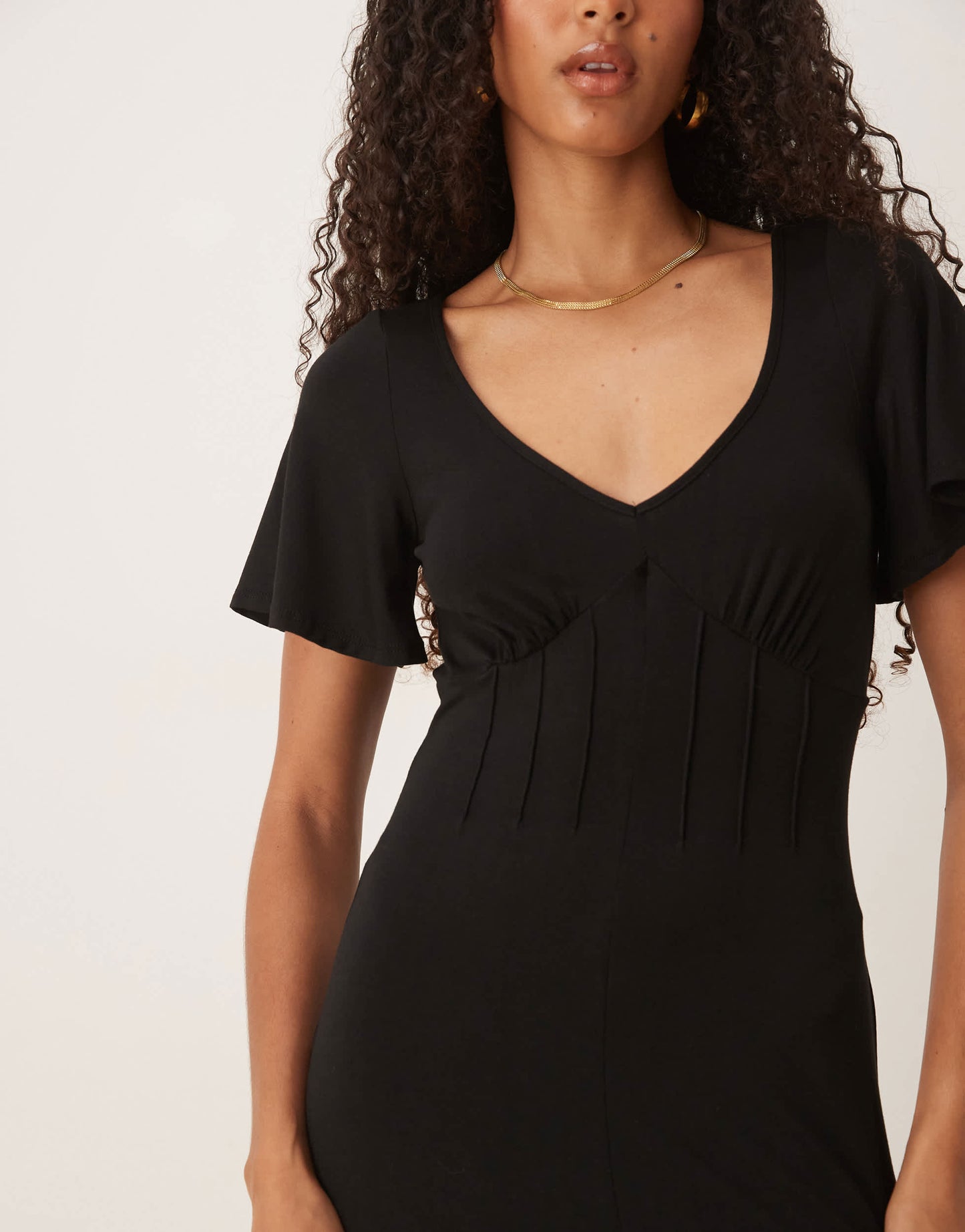 ASOS DESIGN corset detail midi tea dress in black