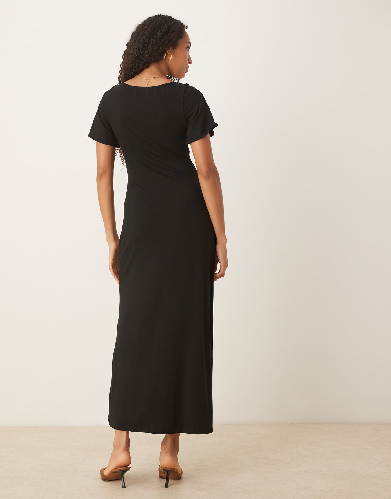 ASOS DESIGN corset detail midi tea dress in black