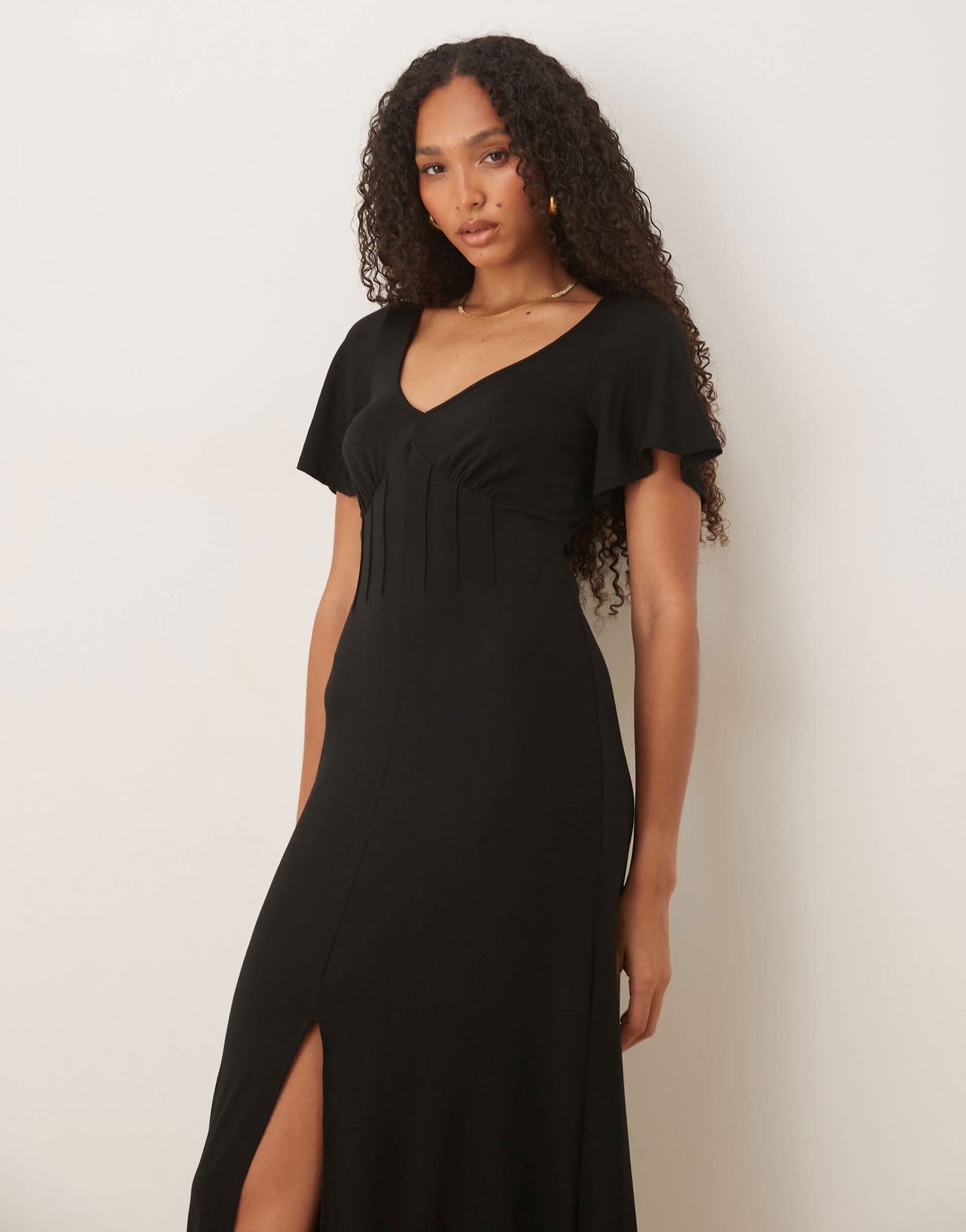 ASOS DESIGN corset detail midi tea dress in black