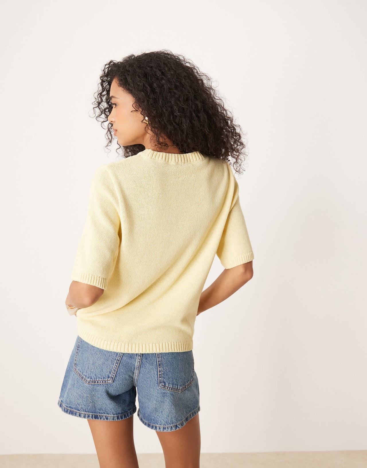 ASOS DESIGN knitted boxy t-shirt in yellow