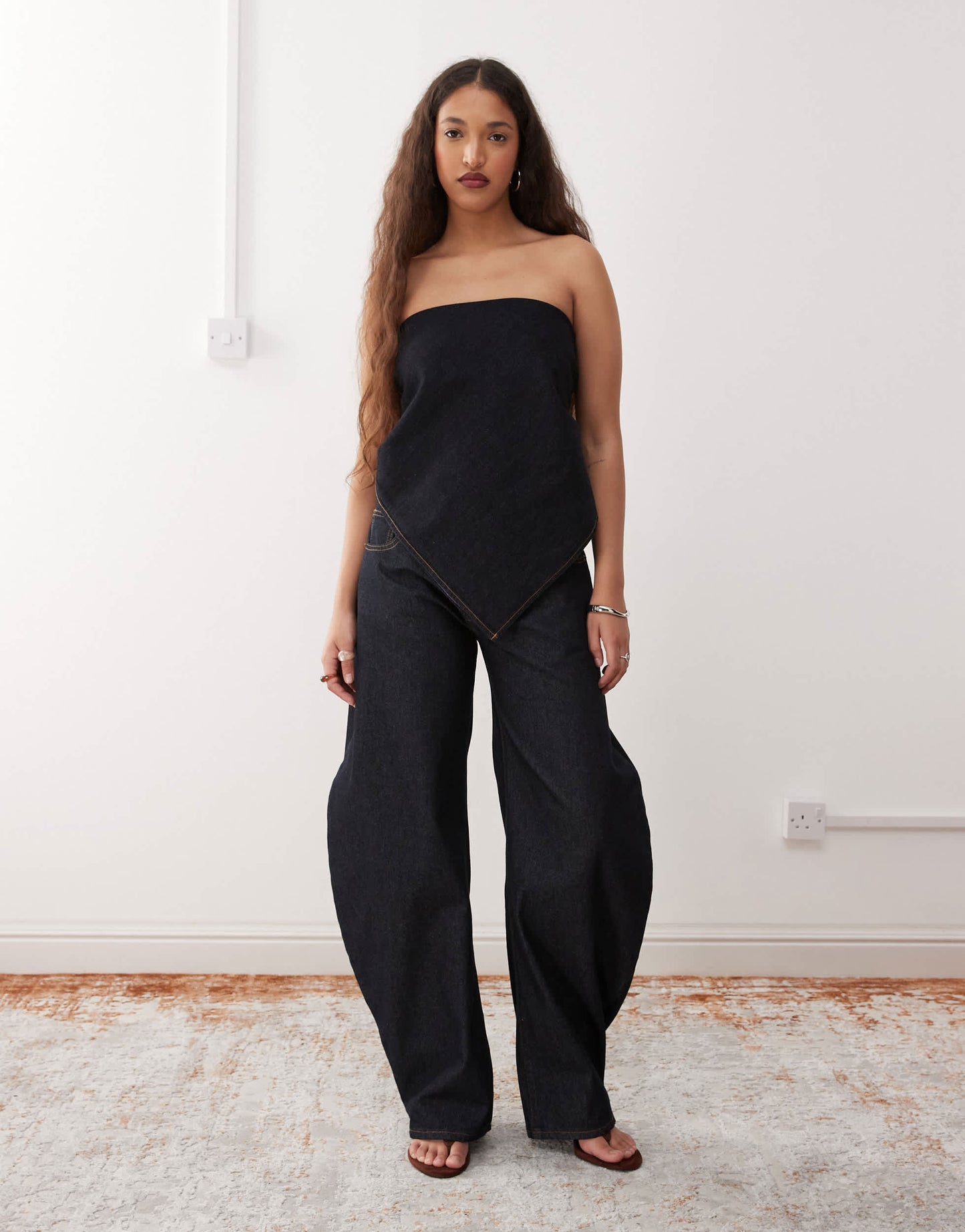Lioness Horseshoe barrel leg jeans co-ord in indigo rinse wash