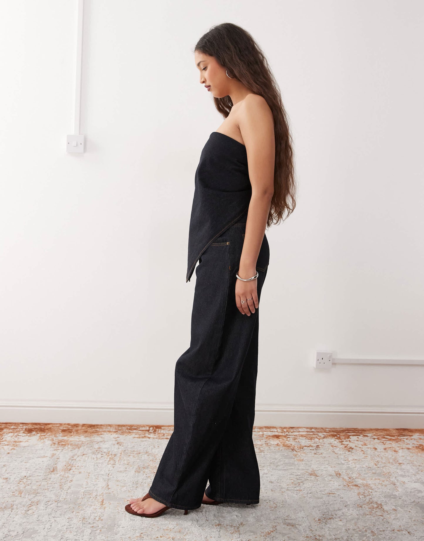 Lioness Horseshoe barrel leg jeans co-ord in indigo rinse wash