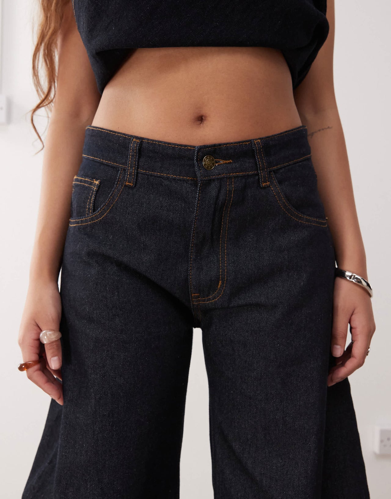 Lioness Horseshoe barrel leg jeans co-ord in indigo rinse wash