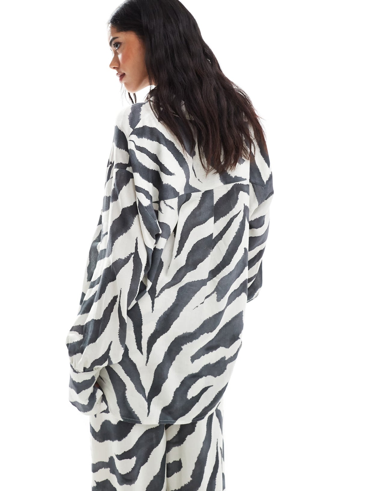 ASOS DESIGN linen blend oversized shirt in zebra print