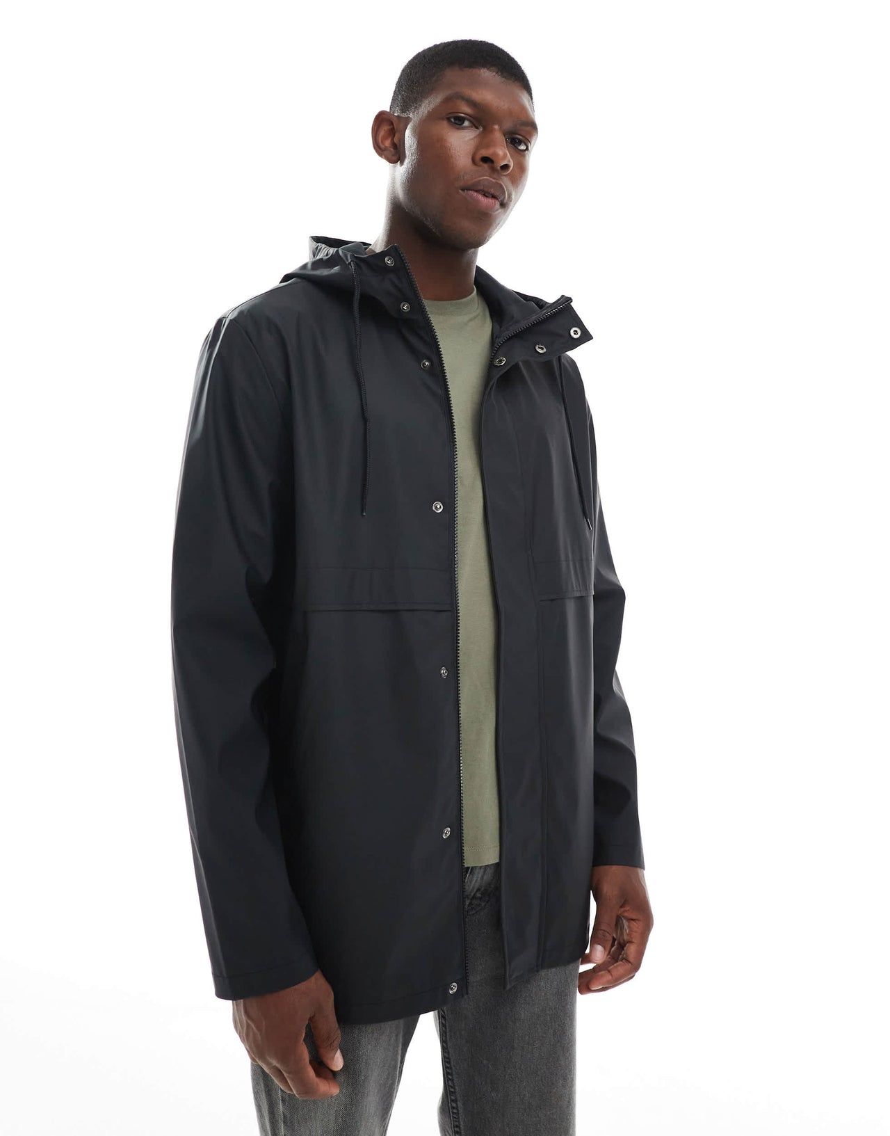 ASOS DESIGN shower resistant rain jacket in black