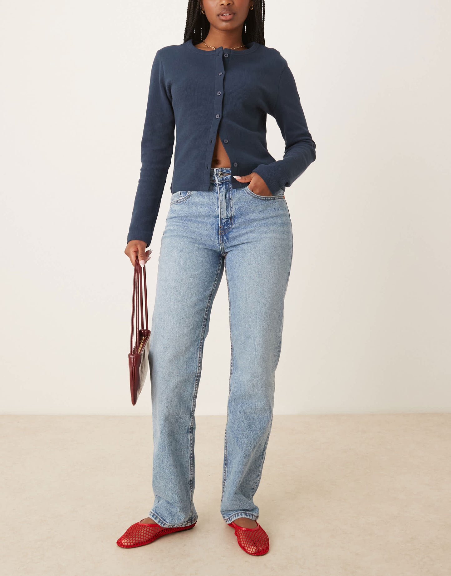 Gina Tricot mid straight jeans in lightwash blue