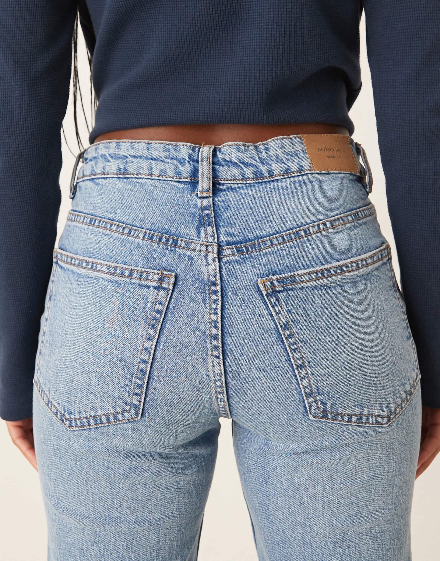 Gina Tricot mid straight jeans in lightwash blue