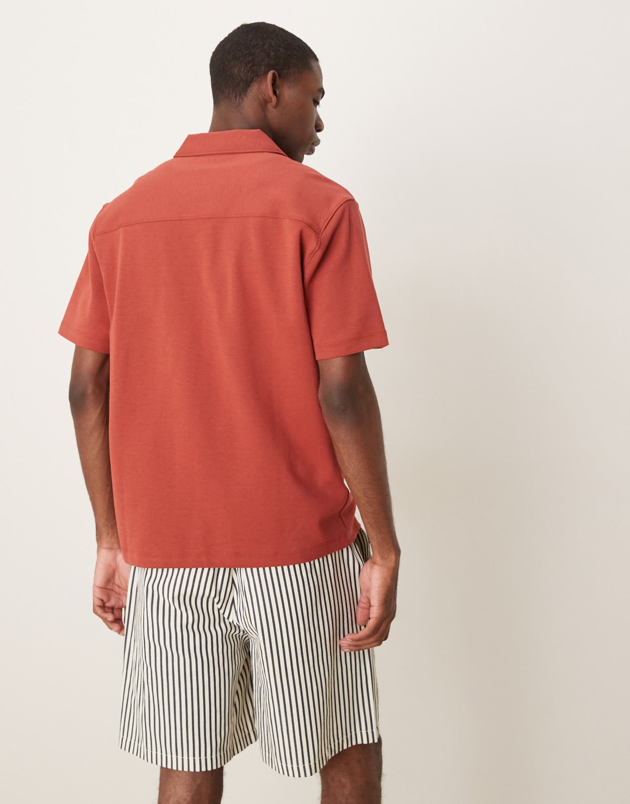 Mango button up jersey polo shirt in rust
