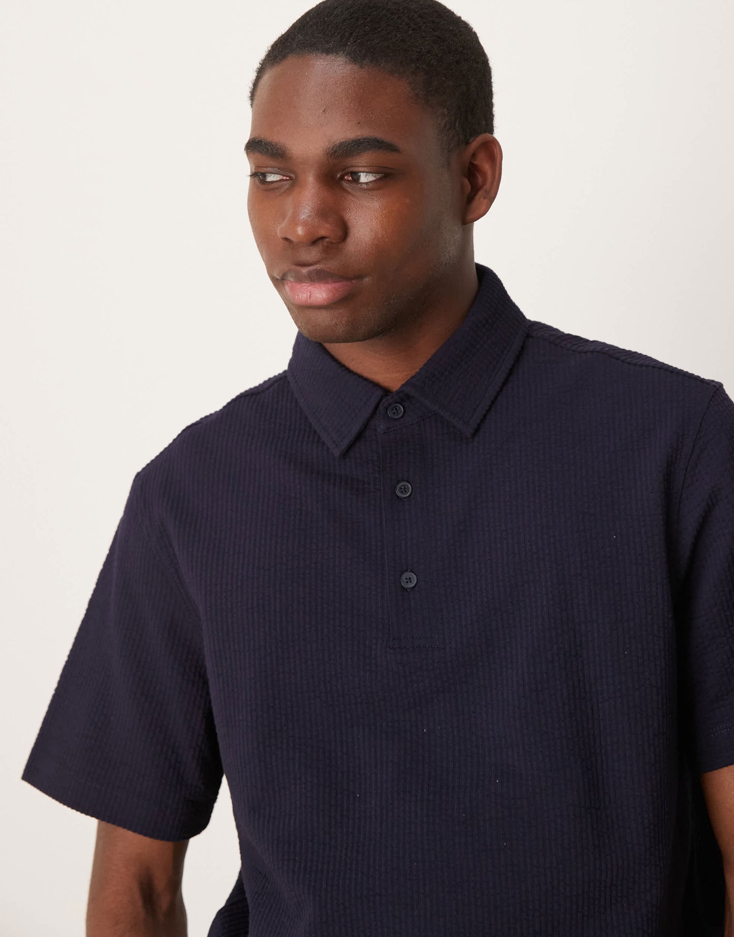 Mango textured polo shirt in navy