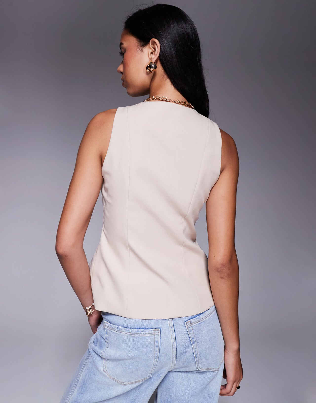 Kaiia exclusive tailored button through split front waistcoat in cream