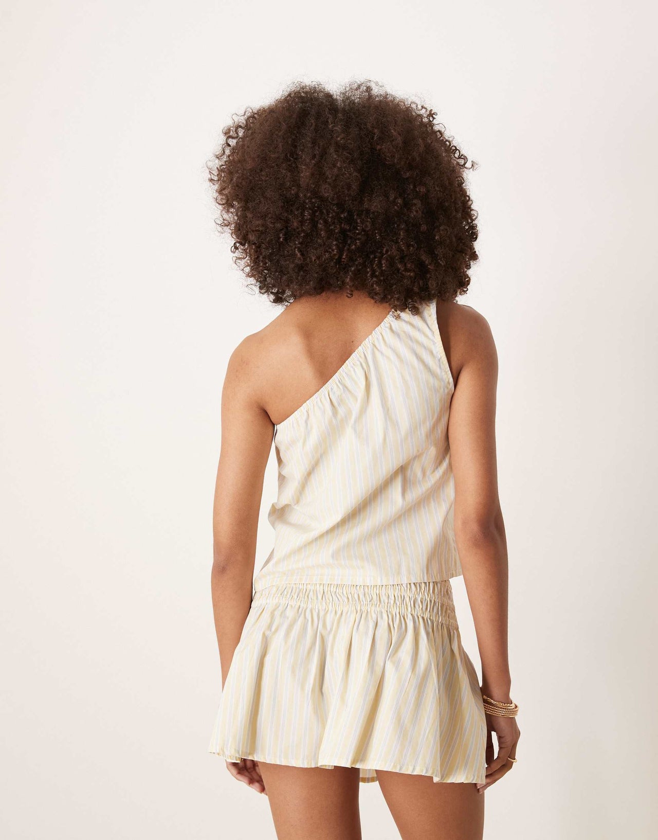 Motel nelesi candy stripe co-ord mini skirt in lemon yellow