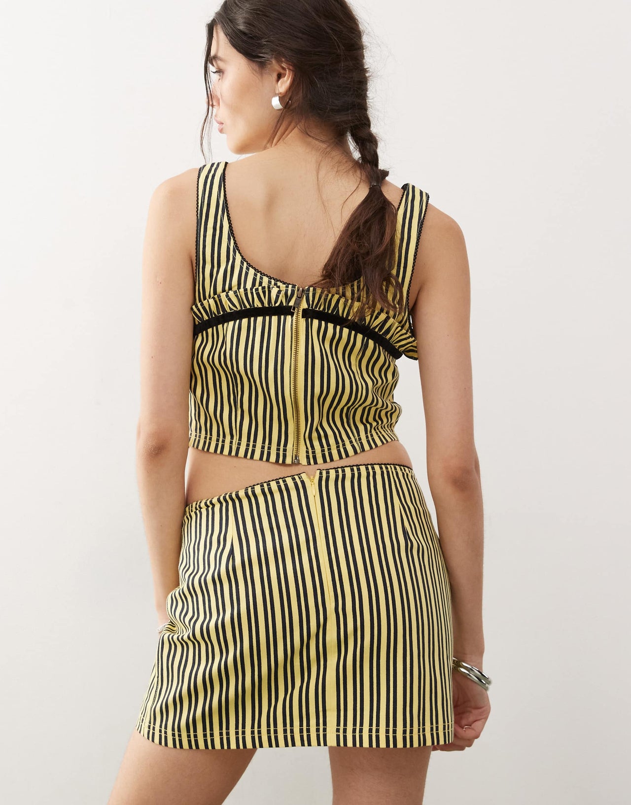 COLLUSION striped mini skirt  co-ord in yellow stripe