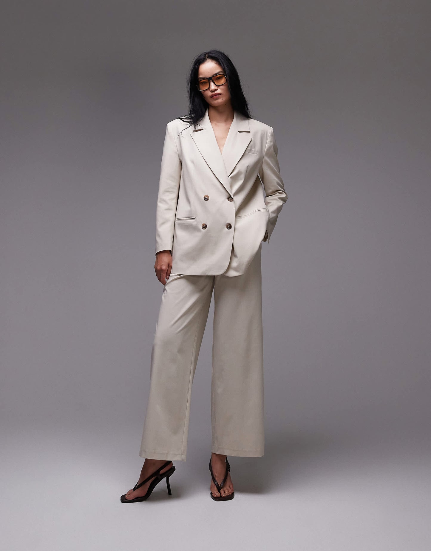 ASOS DESIGN wide leg tailored trouser in neutral co ord