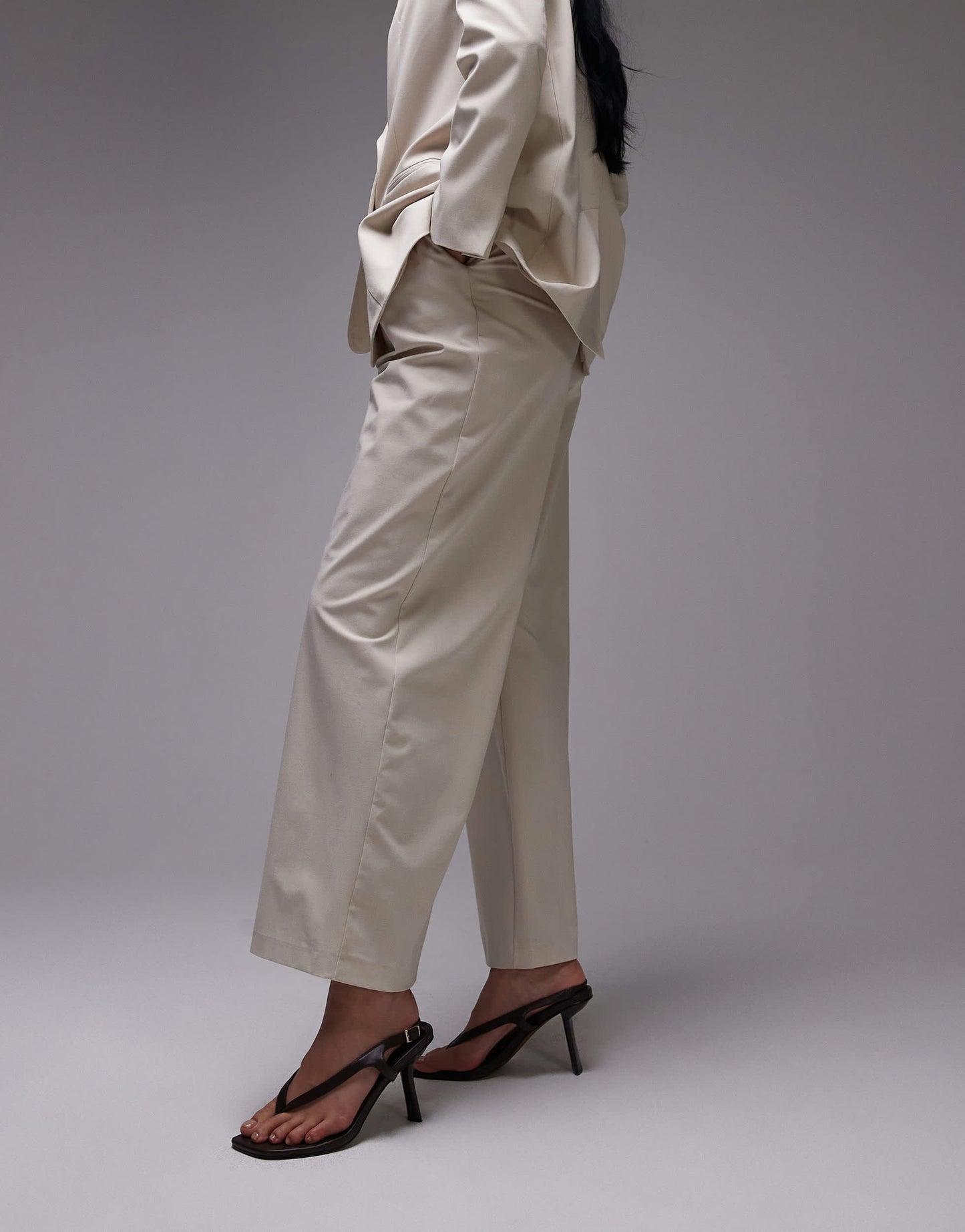 ASOS DESIGN wide leg tailored trouser in neutral co ord