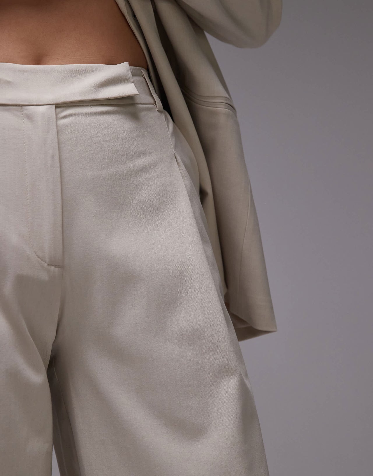 ASOS DESIGN wide leg tailored trouser in neutral co ord