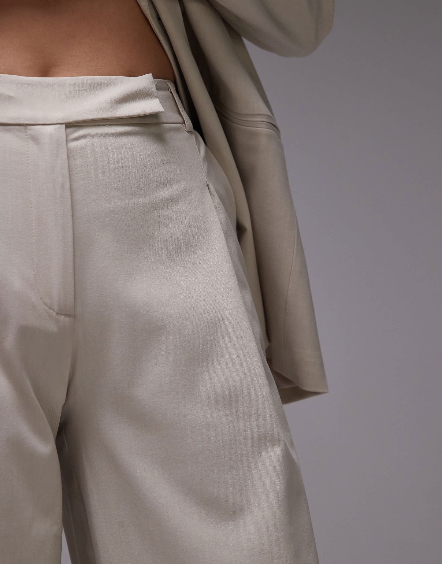 ASOS DESIGN wide leg tailored trouser in neutral co ord
