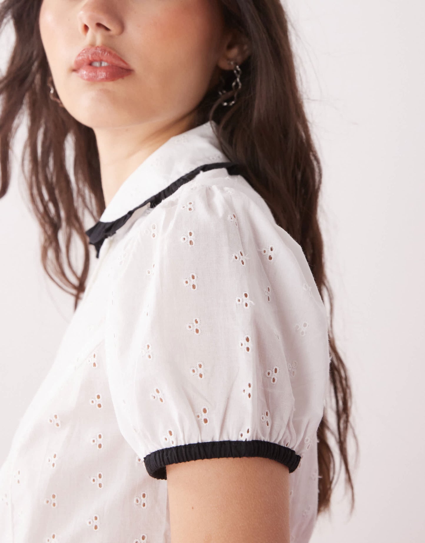 COLLUSION broderie blouse co-ord in white
