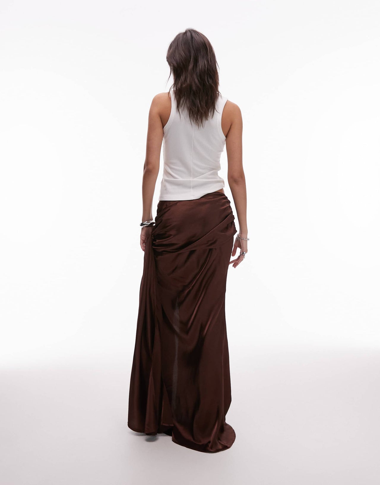 House of Sunny cascade floaty skirt in brown