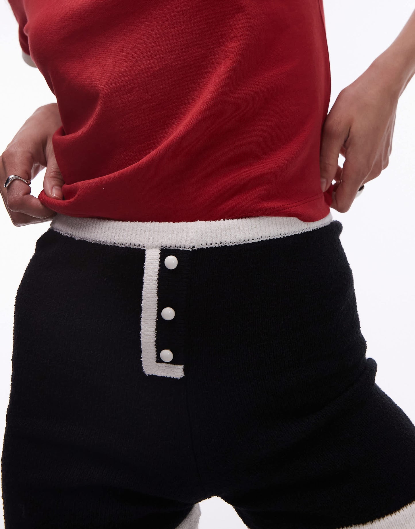 House of Sunny contrast hot pants in black and white