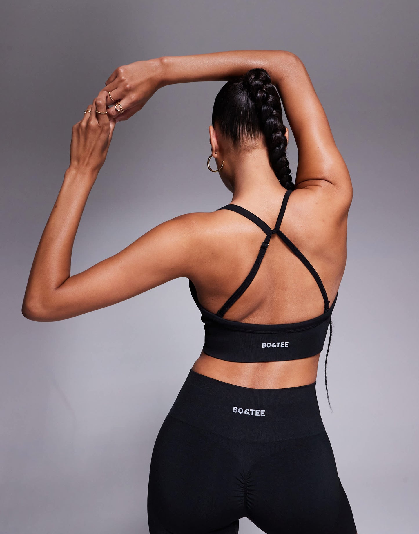 Bo+Tee Define Luxe sports bra co-ord in black