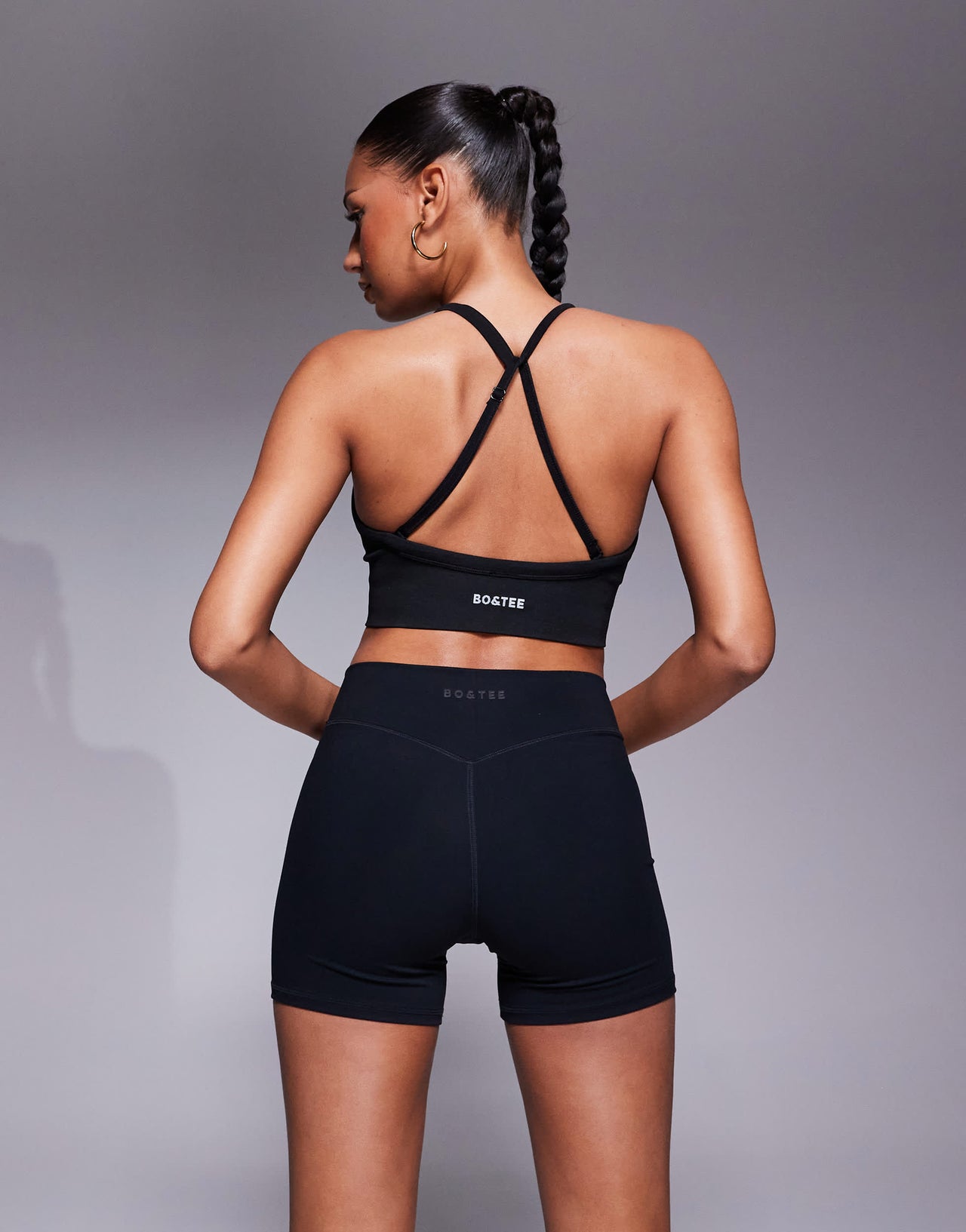 Bo+Tee cross waistband baby short in black