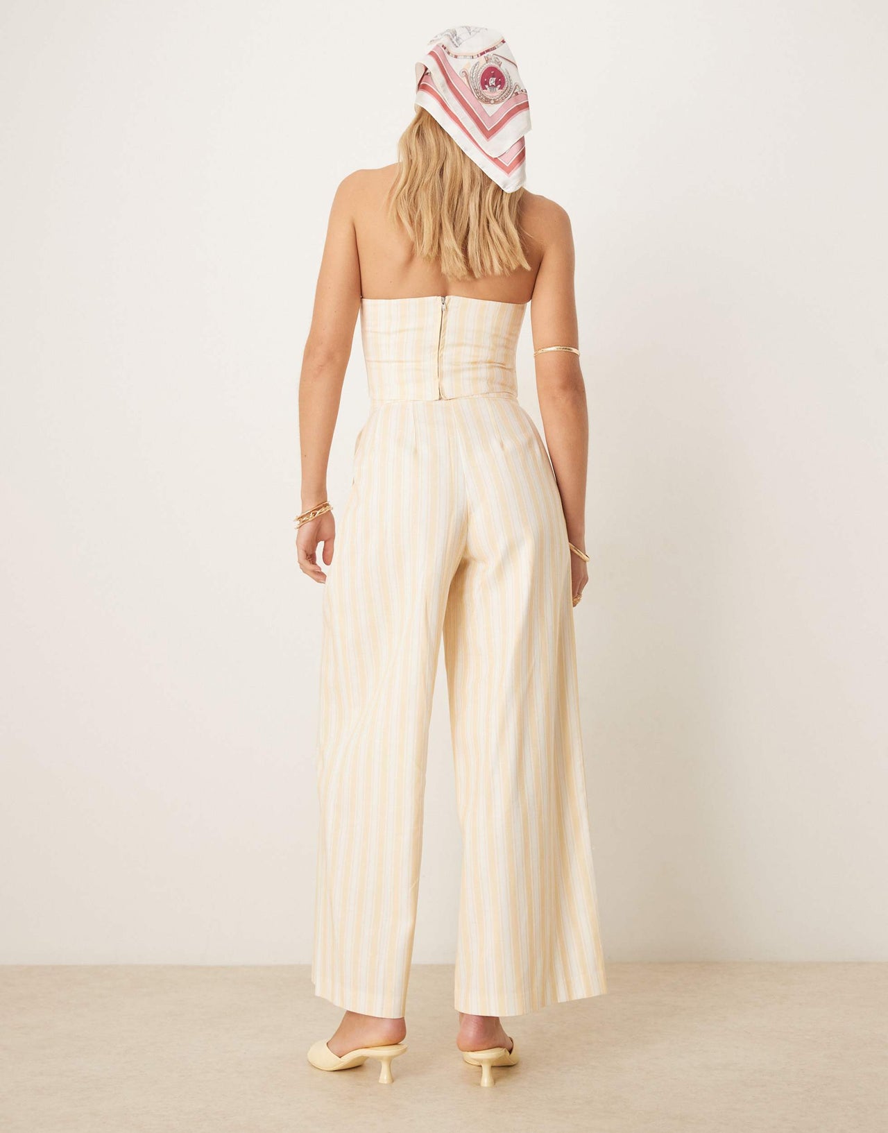 Never Fully Dressed relaxed trousers with pockets co-ord in butter yellow stripe