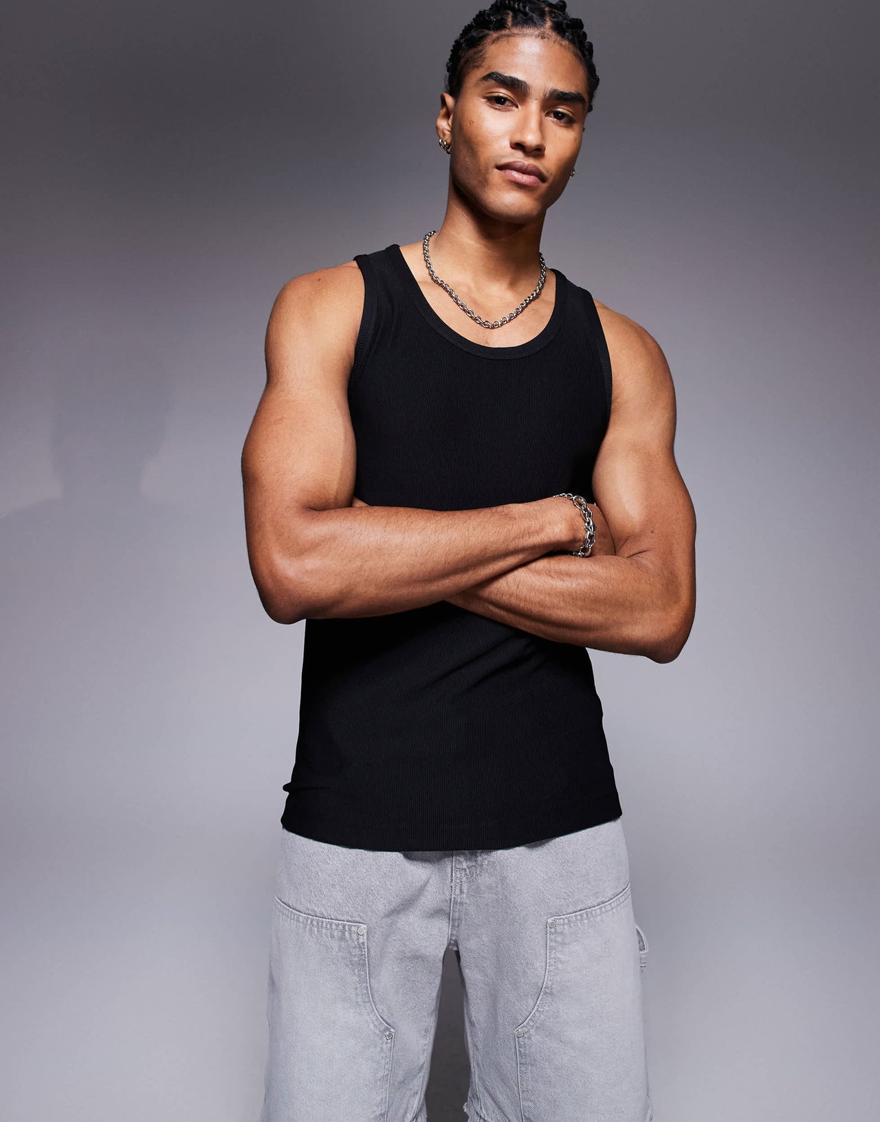 The Couture Club heavyweight textured knitted vest in black