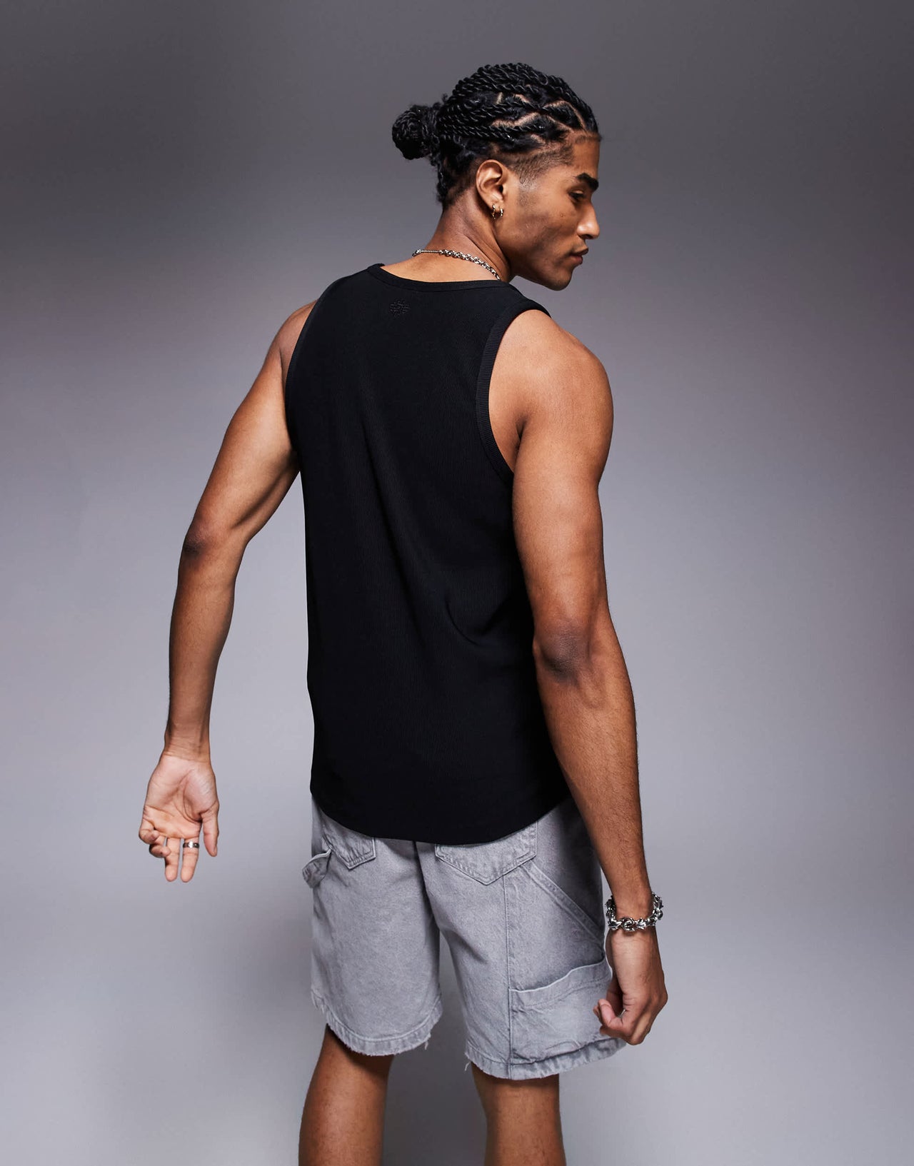 The Couture Club heavyweight textured knitted vest in black