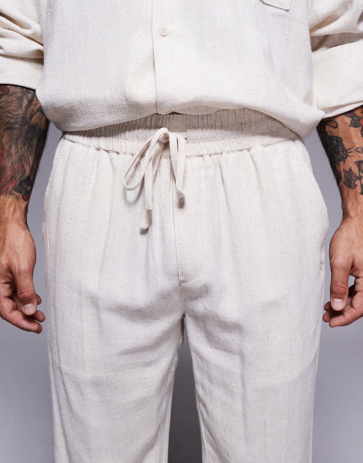 The Couture Club co-ord woven textured casual trousers in beige
