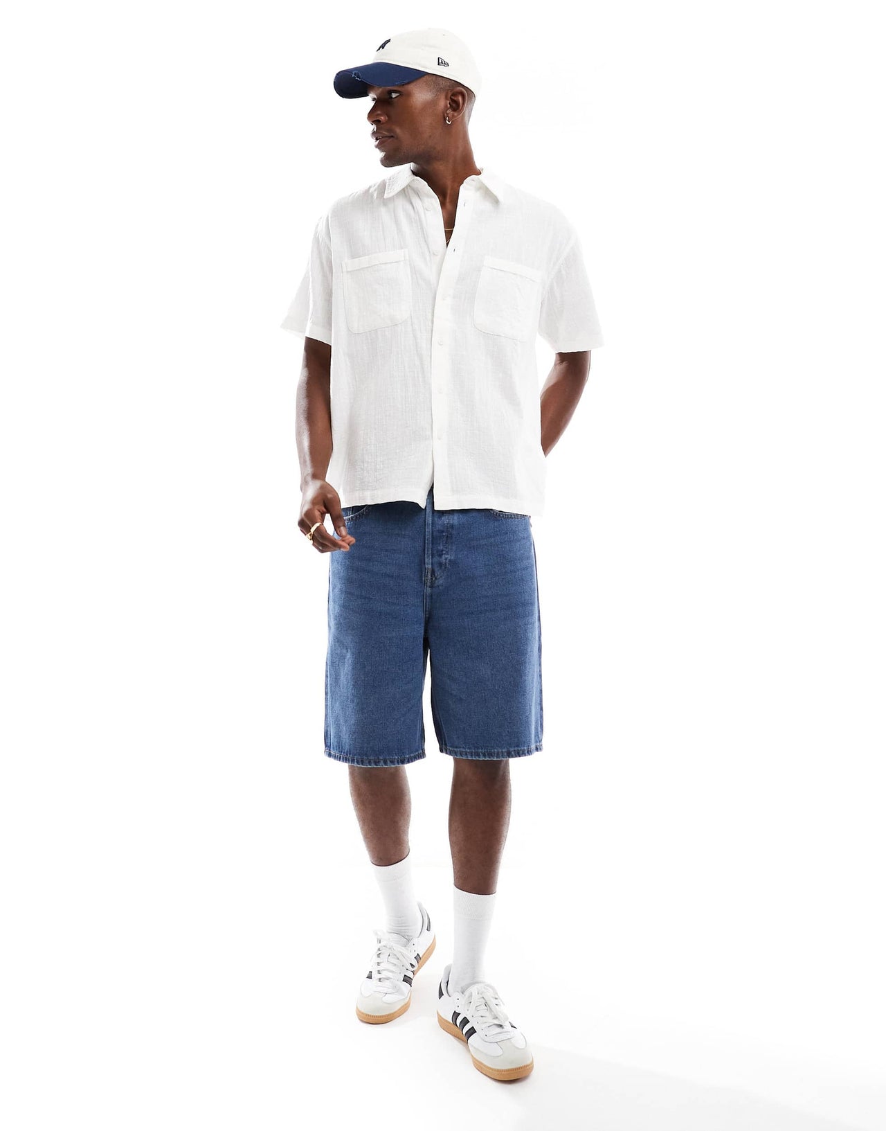 ONLY & SONS short sleeve resort collar shirt in white