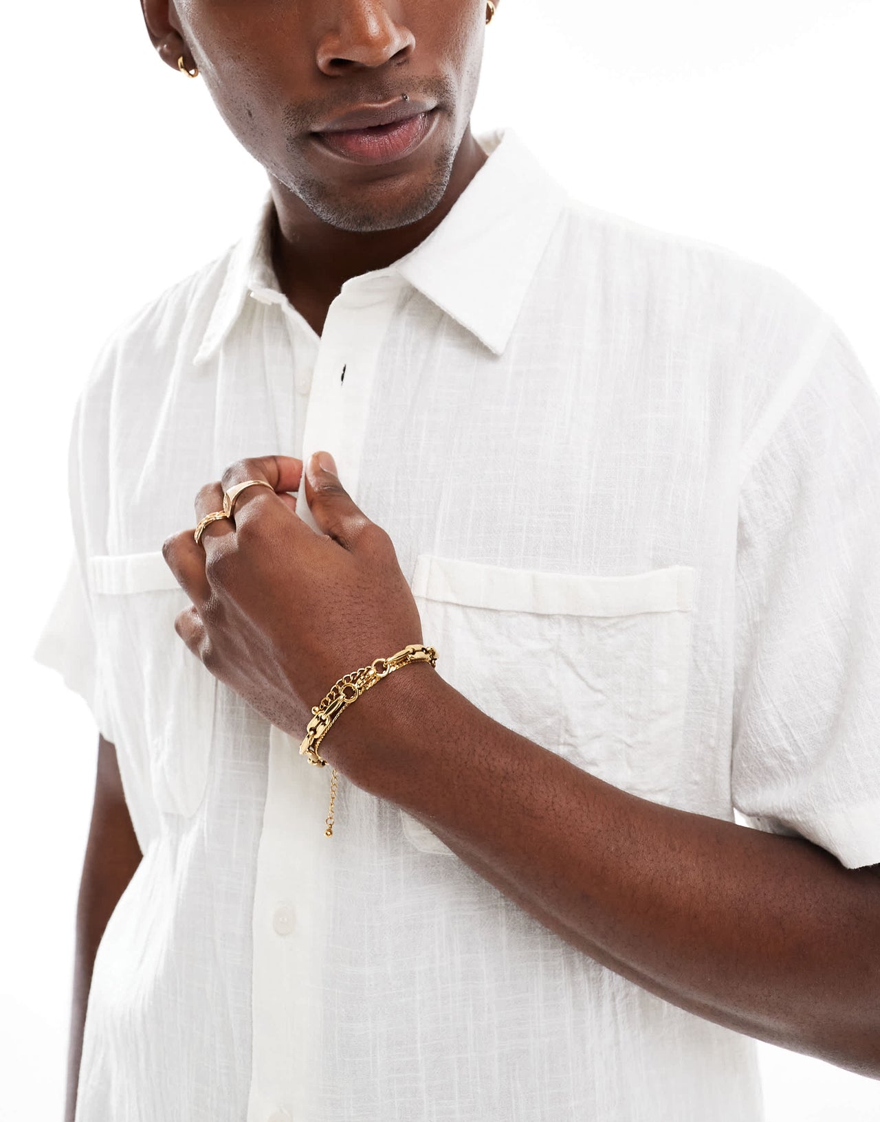 ONLY & SONS short sleeve resort collar shirt in white