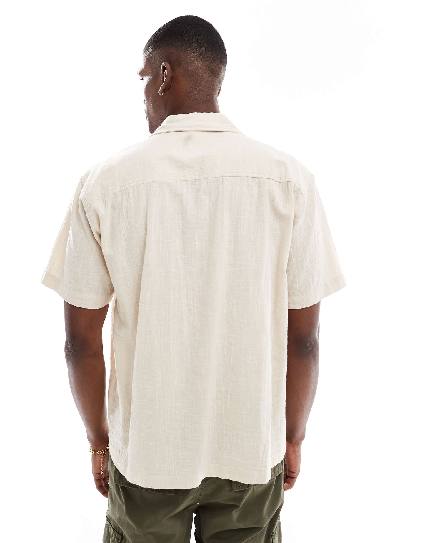 ONLY & SONS short sleeve resort collar shirt in beige