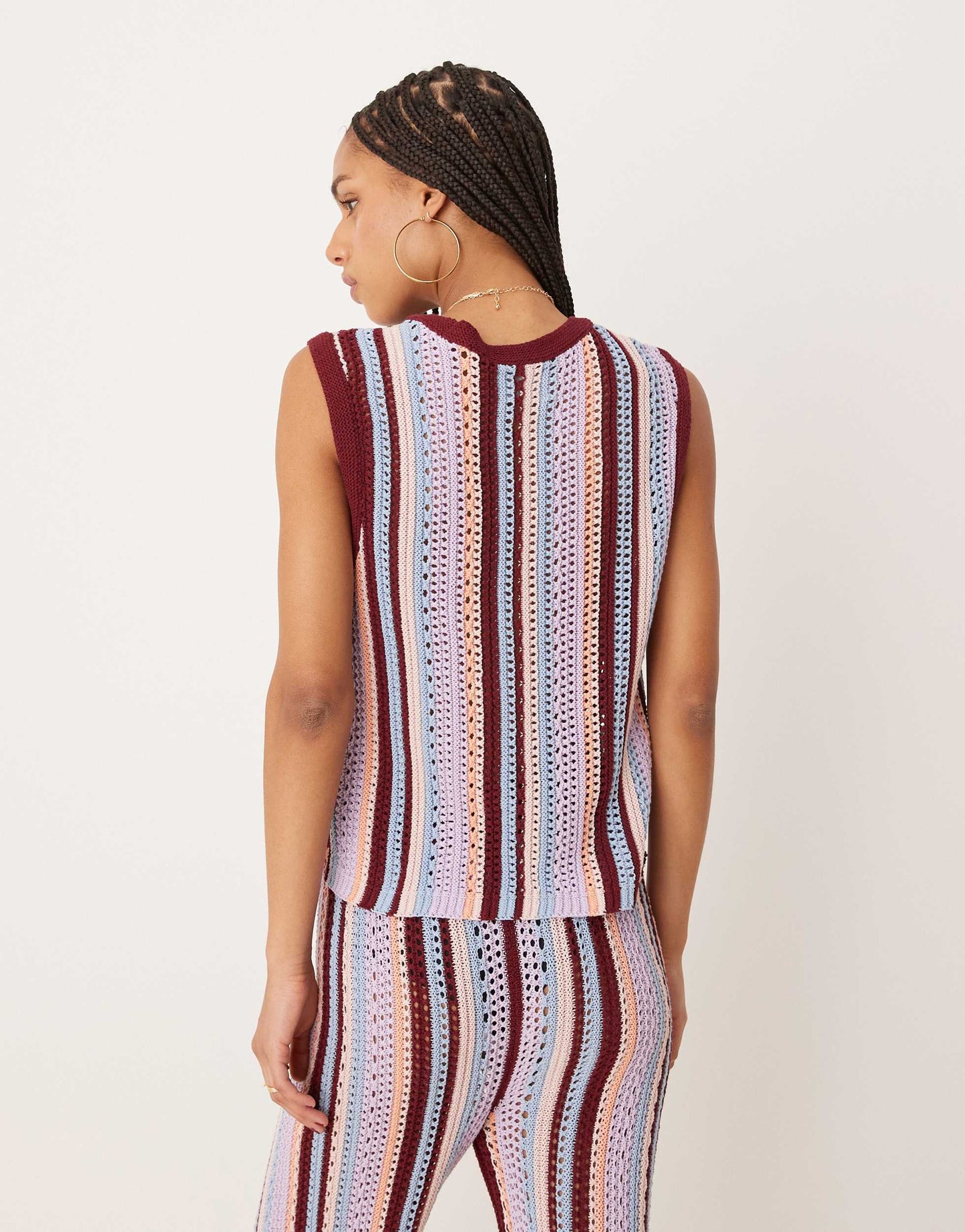 ASOS DESIGN mock crochet vertical stripe tank in multi
