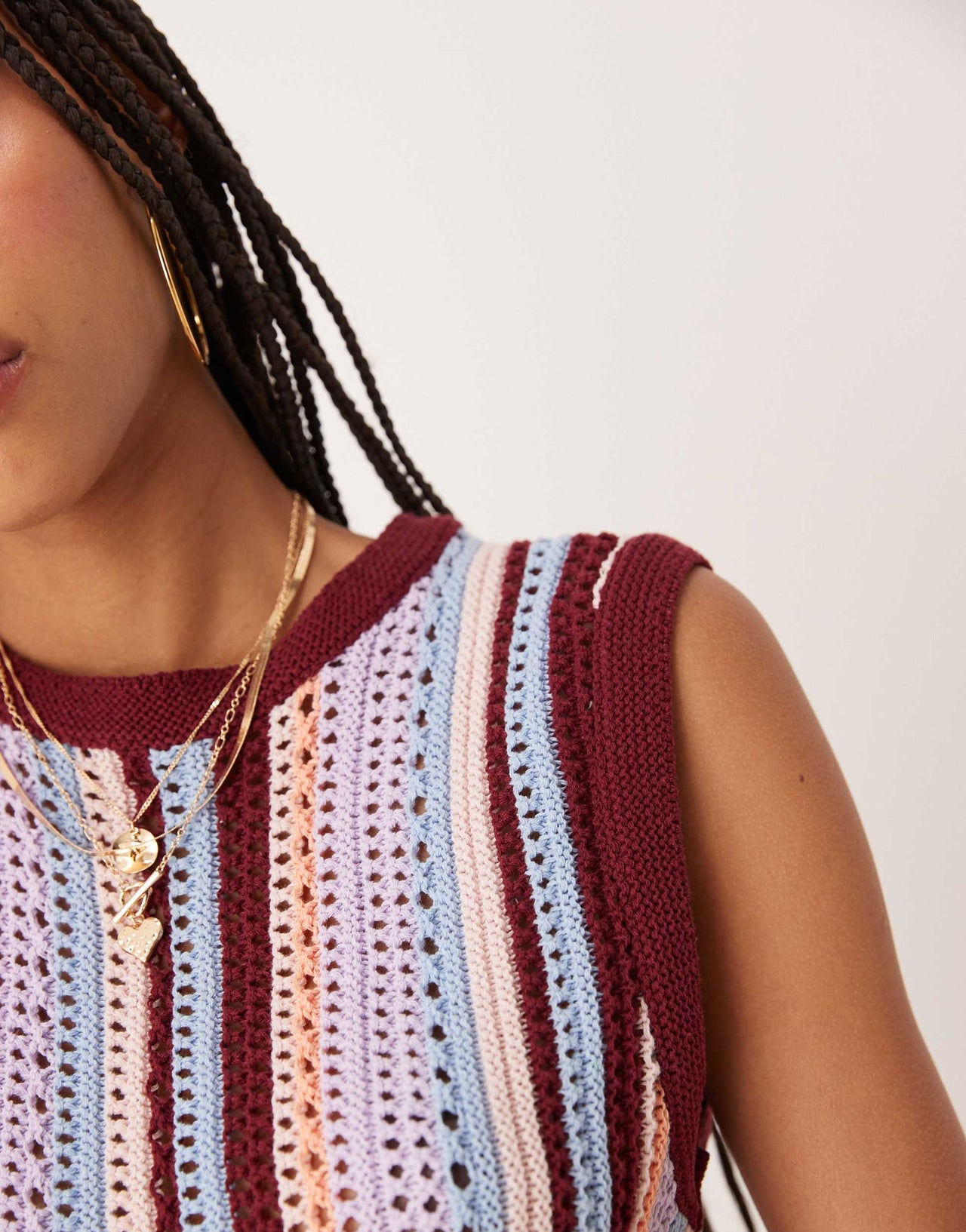 ASOS DESIGN mock crochet vertical stripe tank in multi