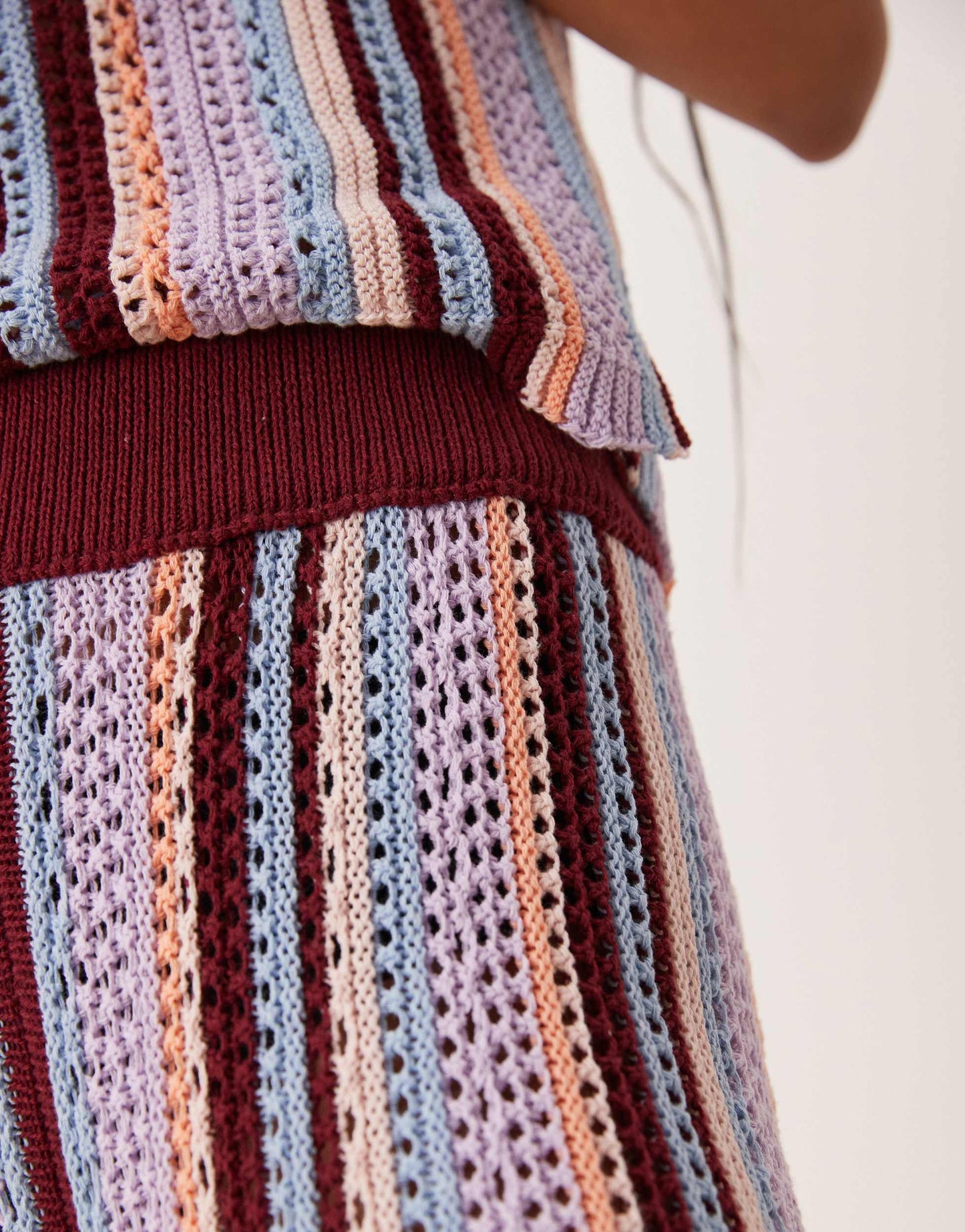 ASOS DESIGN mock crochet vertical stripe knitted trouser in multi