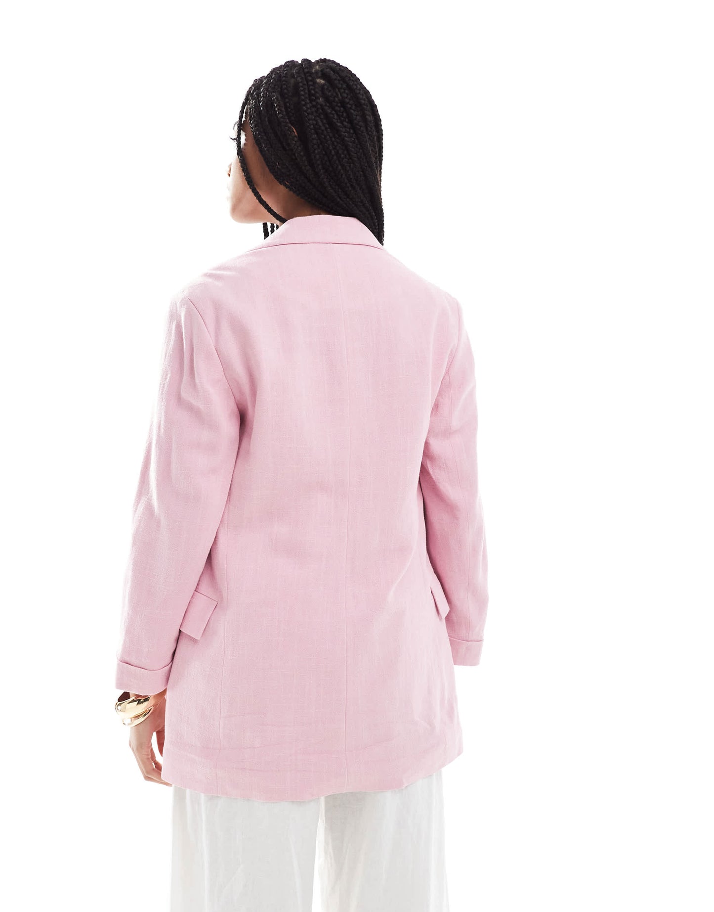 Stradivarius linen look blazer in pink