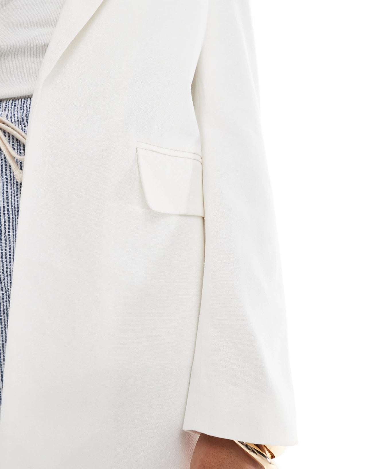 Stradivarius oversized tailored blazer in white